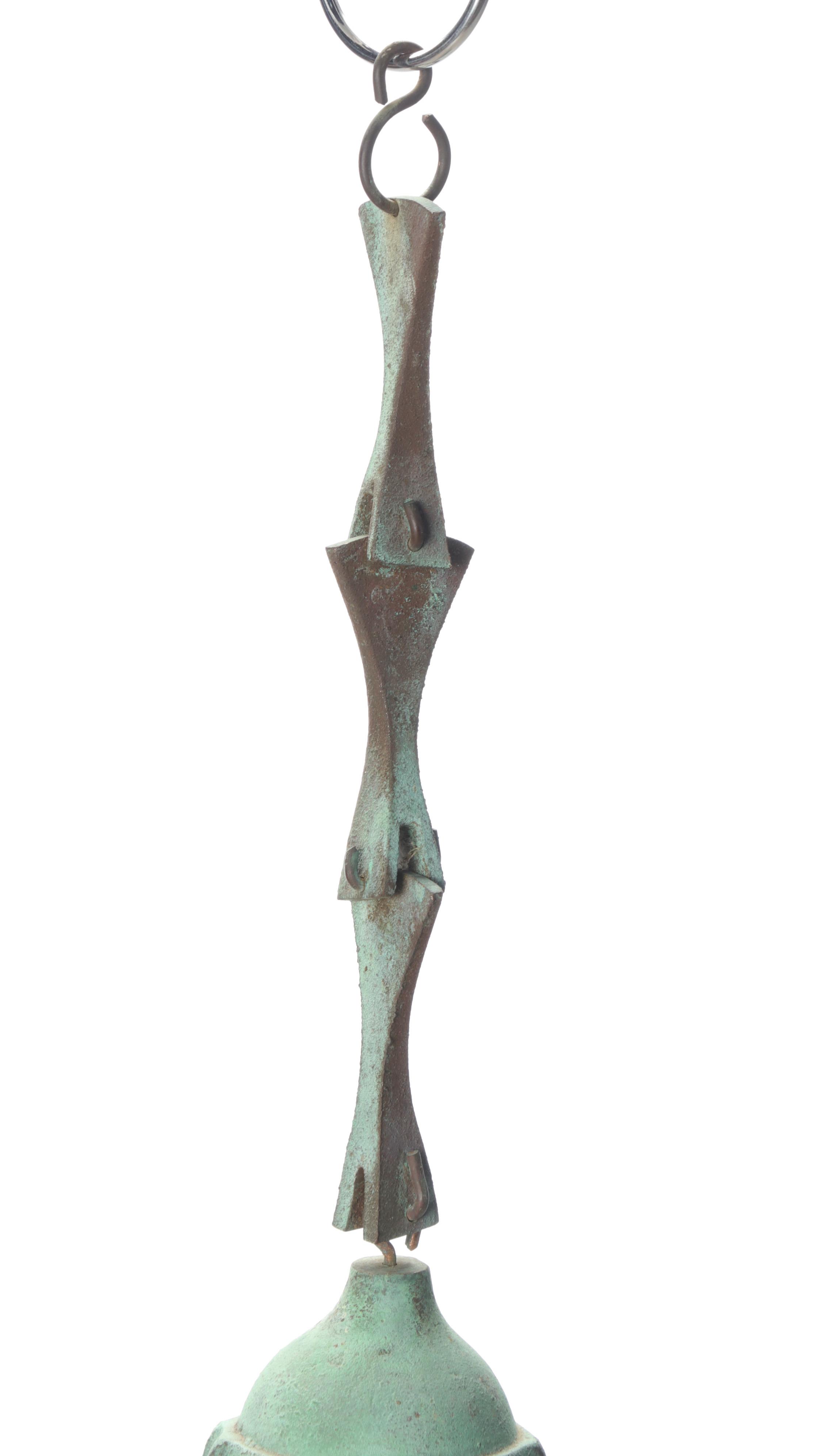 Paolo Soleri Brutalist Style Verdigris Metal Wind Bell