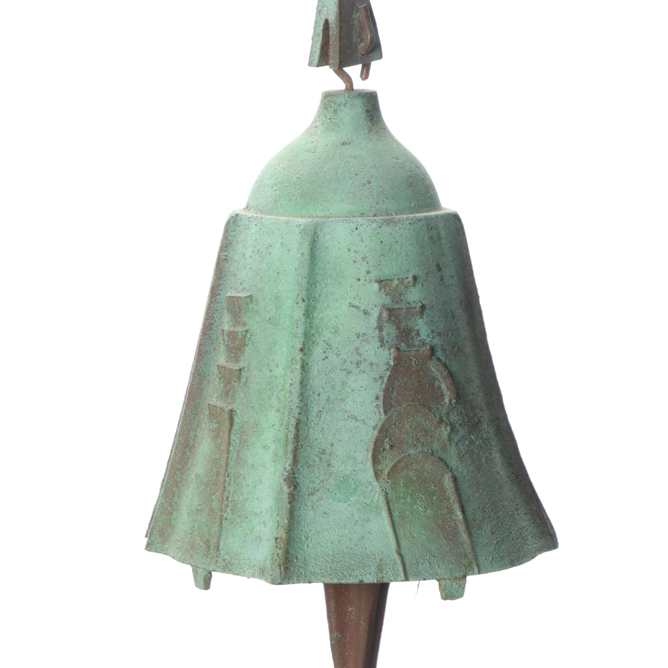 Paolo Soleri Brutalist Style Verdigris Metal Wind Bell