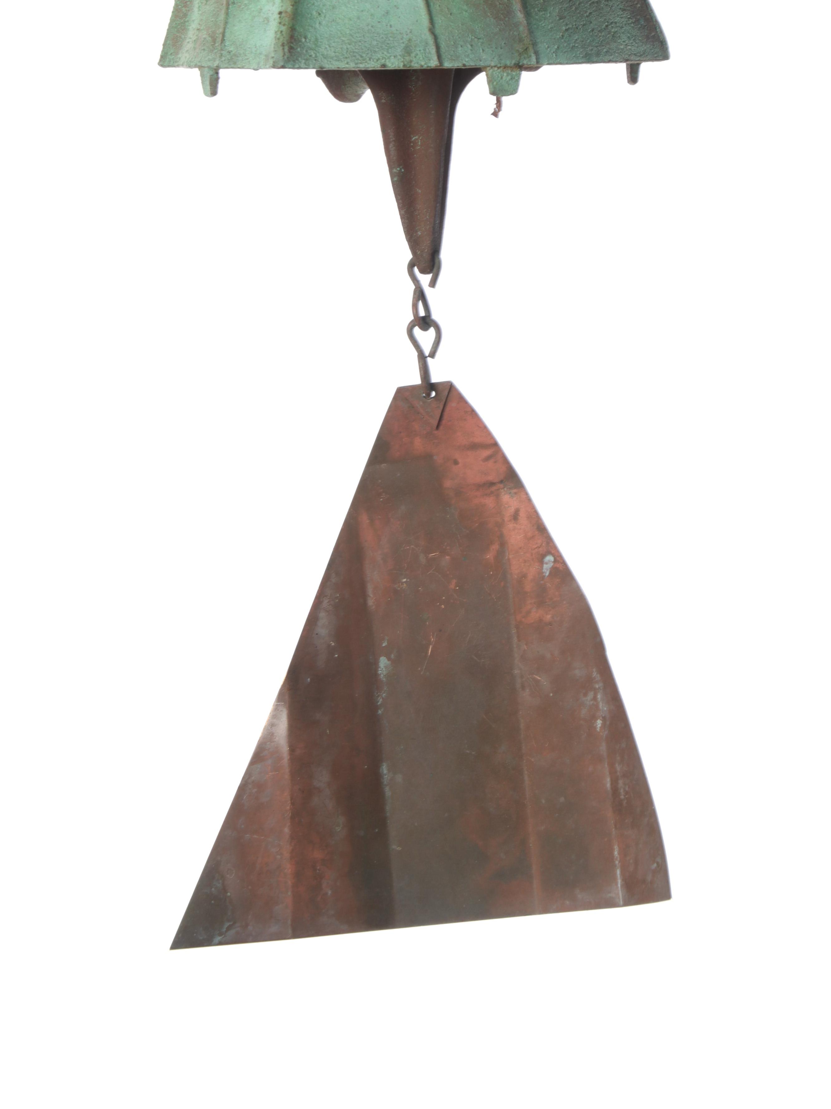Paolo Soleri Brutalist Style Verdigris Metal Wind Bell
