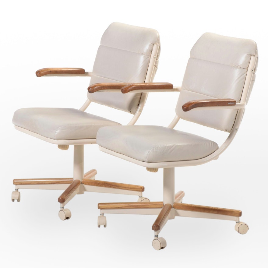 Pair of Chromcraft Metal and Wood Office Chairs, Late 20th Century
