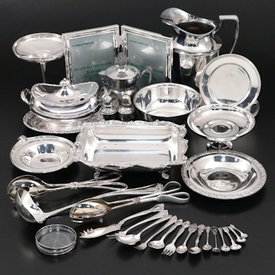 Sterling Silver and Silver Plate Tableware, Frames and Utensils