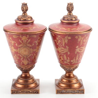 Regency Style Ceramic Lidded Urns