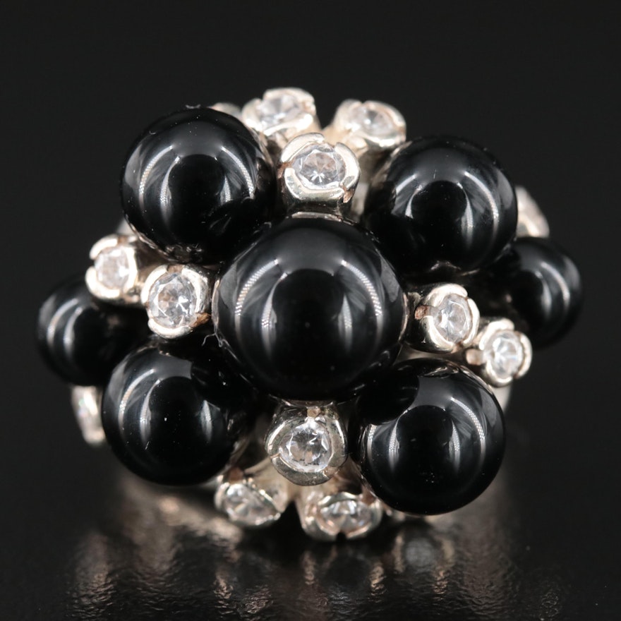 Sterling Black Onyx and CZ Ring