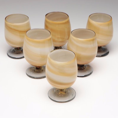 Mid Century Modern Style Swirled Opaque  Glass Goblets