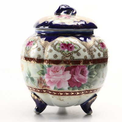 Japanese Hand-Painted and Gilt Moriage Porcelain Lidded Box