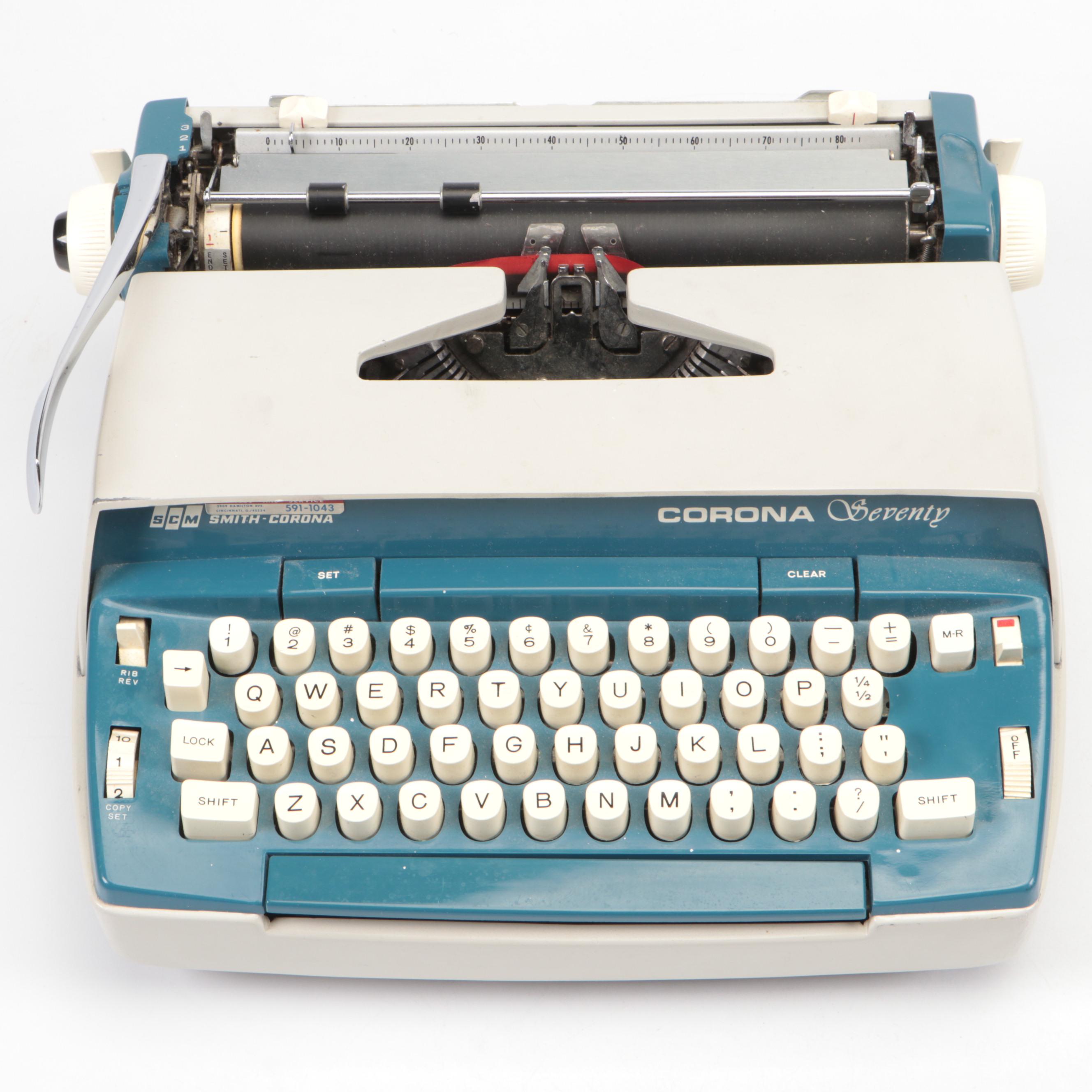 Smith Corona "Corona Seventy" Electric Typewriter with Case, 1970s
