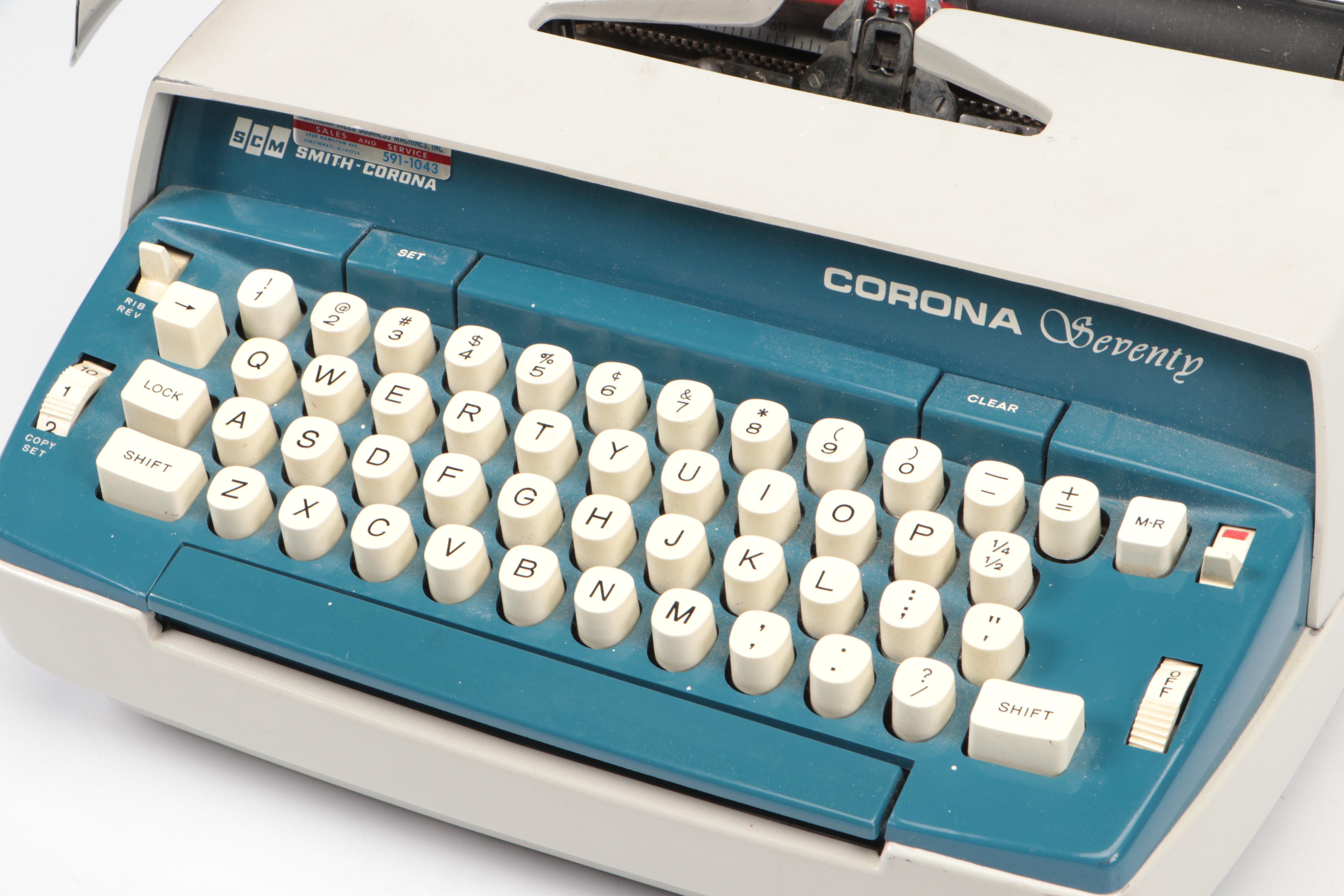Smith Corona "Corona Seventy" Electric Typewriter with Case, 1970s
