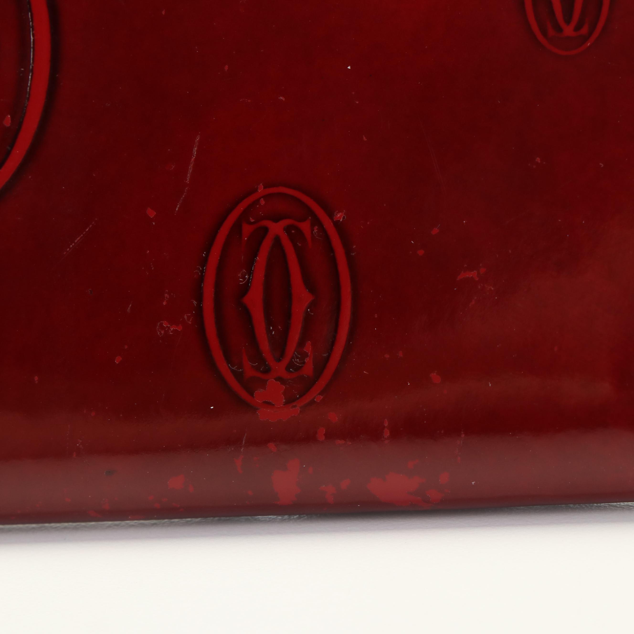 Cartier Happy Birthday Burgundy Patent Leather Long Wallet