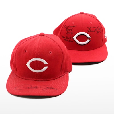 Pete Rose and Bronson Arroyo Signed Cincinnati Reds Baseball Hats