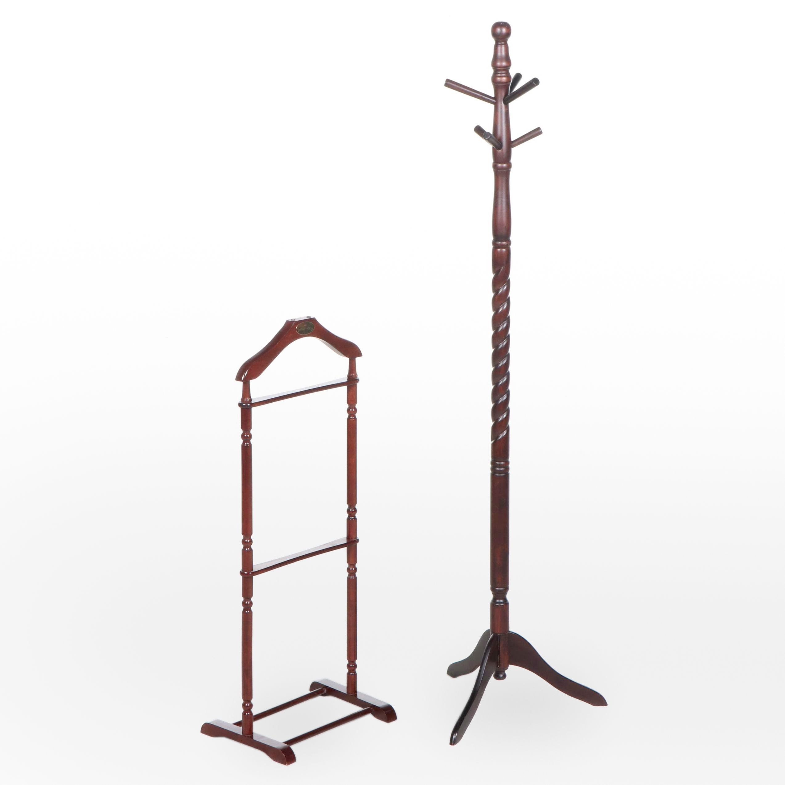 Victorian Style Mahogany Finish Style Valet Stand and Coat Rack