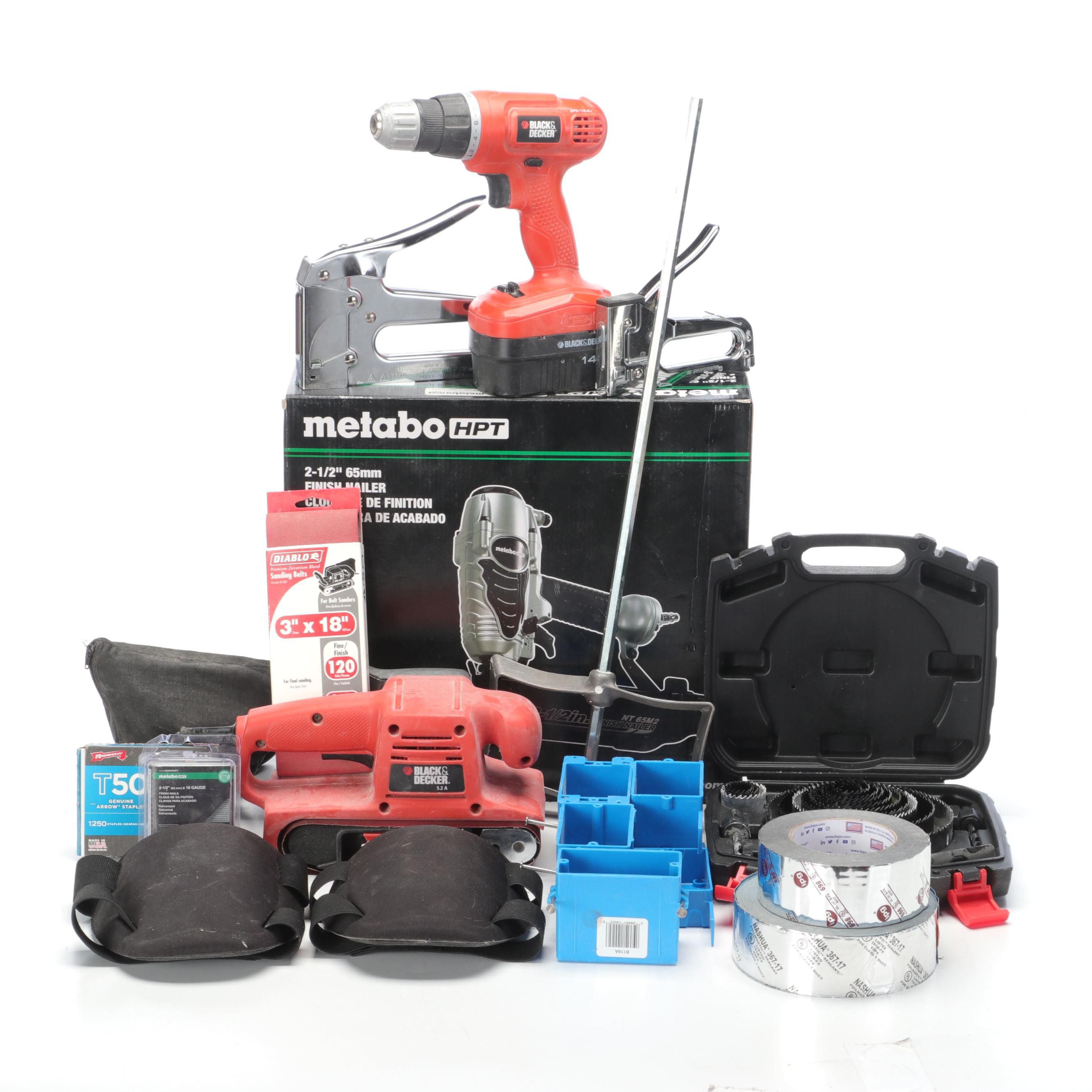 Metabo HPT Finish Nailer, Black & Decker Sander and Cordless Drill, More