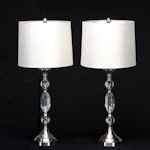 Pair of Crystal and Metal Candlestick Table Lamps