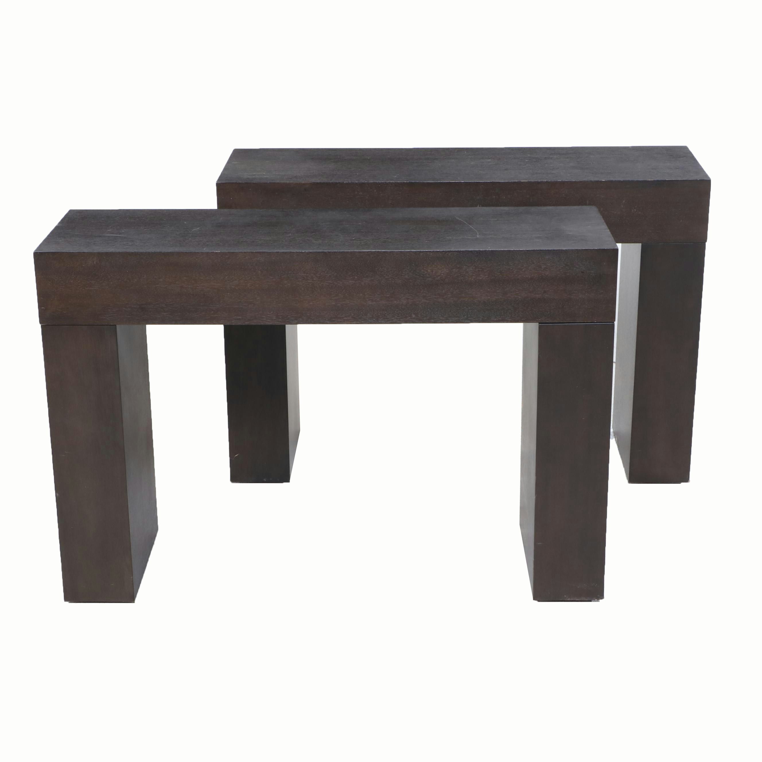 Pair of Minimalist Style Wood Console Tables