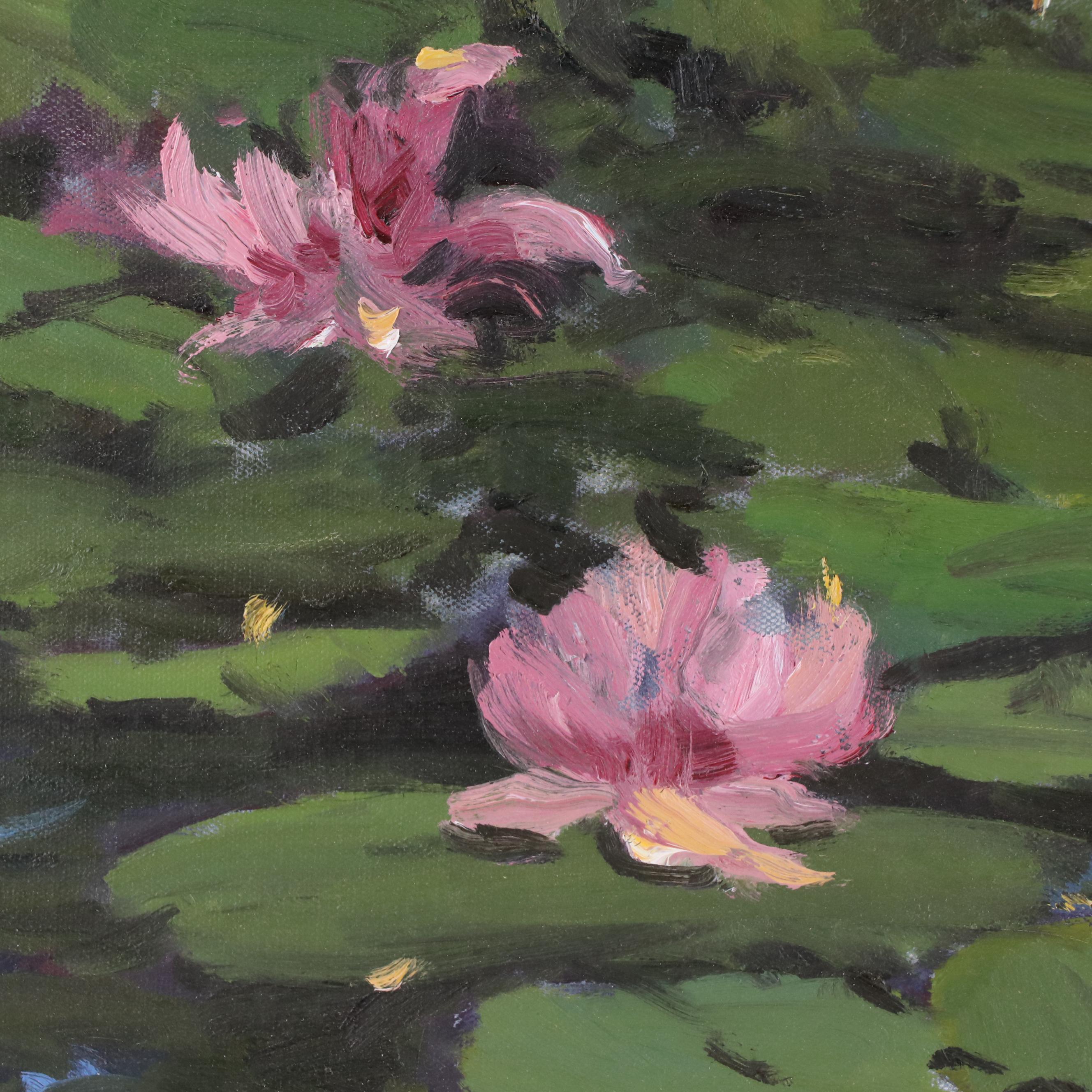 Robert A. Waltsak Pond Landscape Oil Painting, Late 20th Century