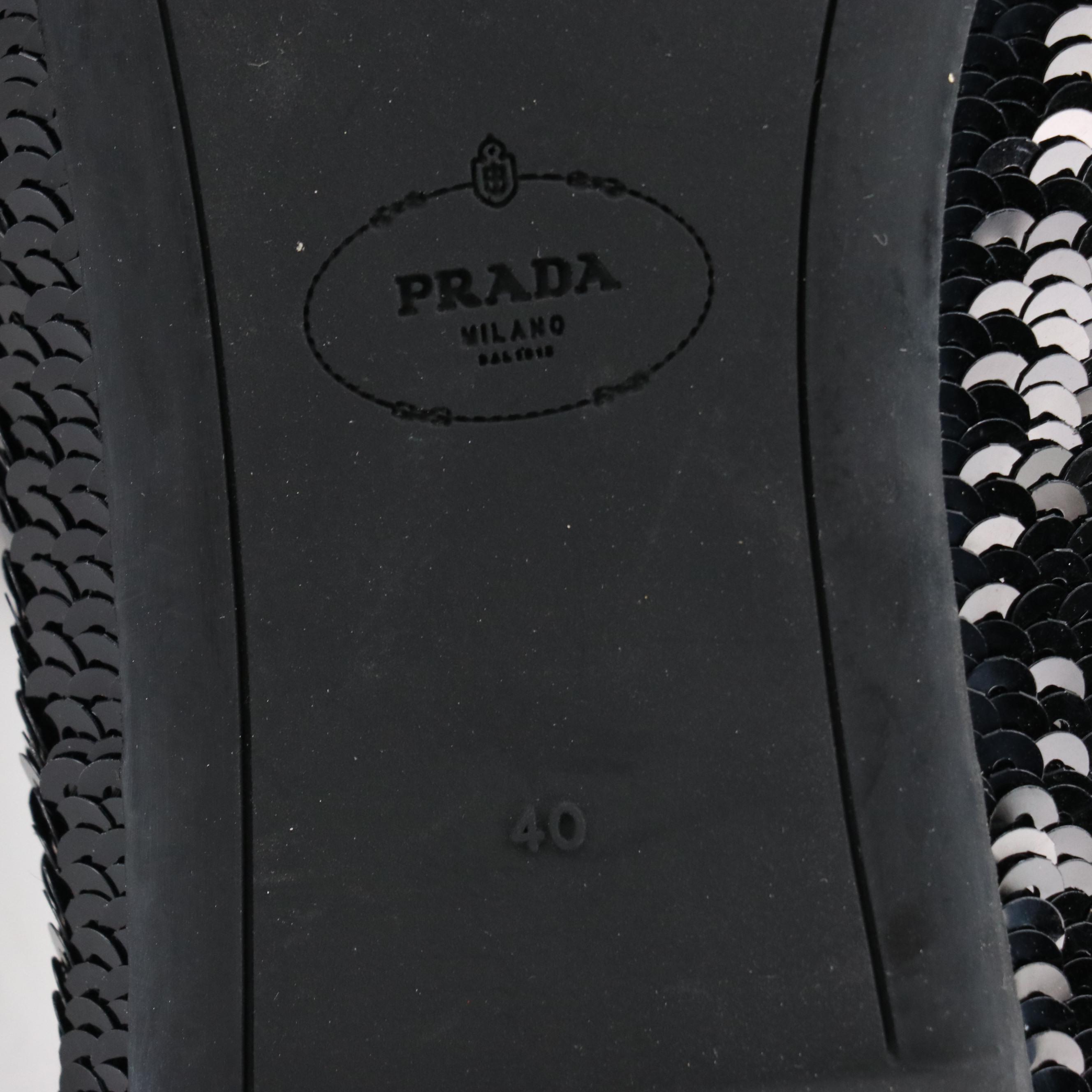 Prada Black Sequined Ballet Flats