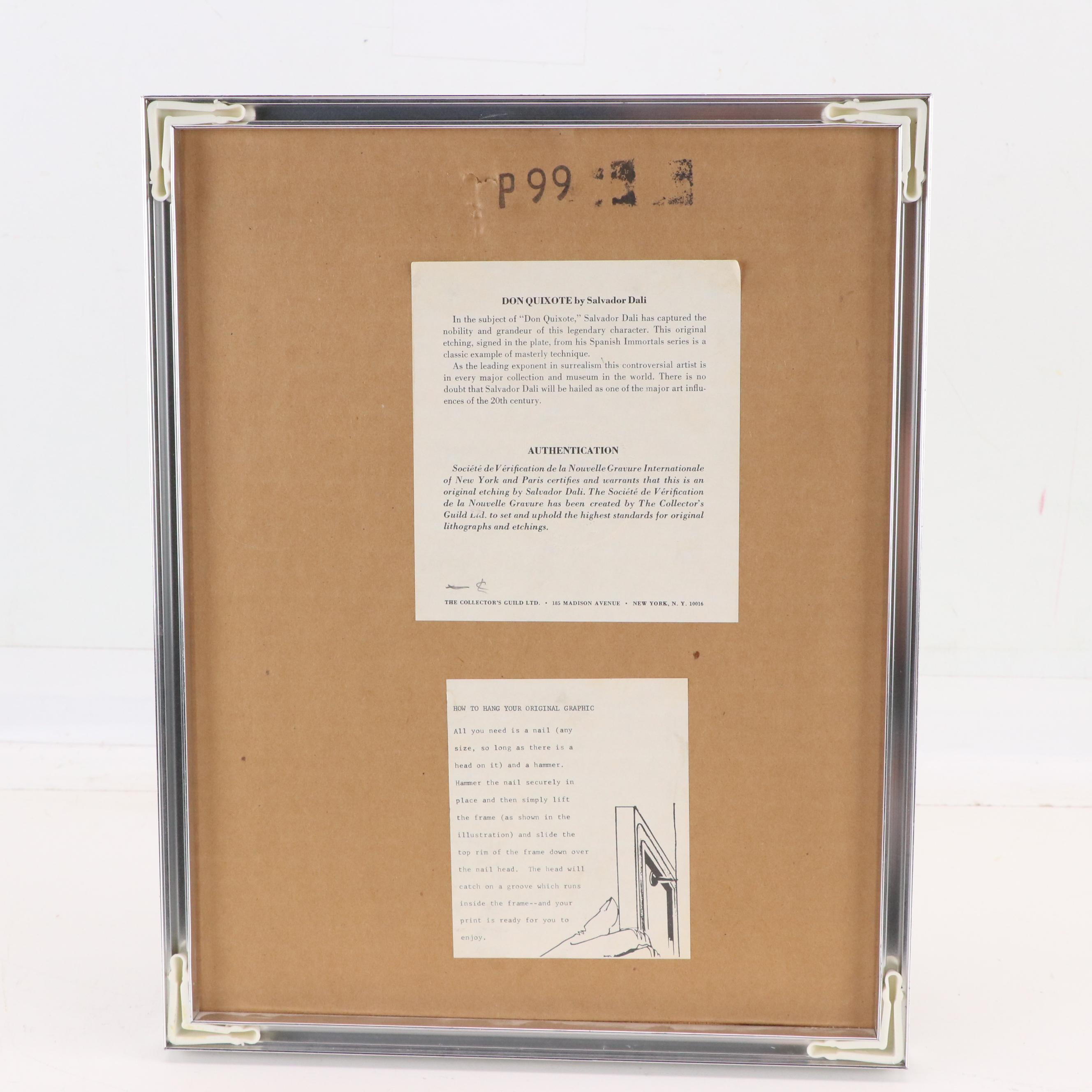 Salvador Dalí Restrike Etching "Don Quixote"