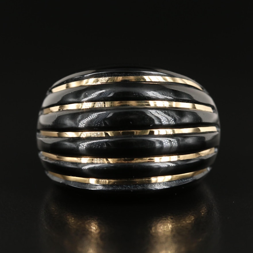 Italian Milor Black Onyx Ring with 14K Accents