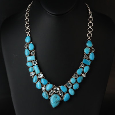 Sterling Turquoise and Topaz Necklace