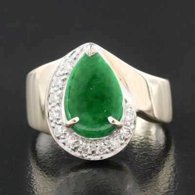 18K Jadeite and Diamond Ring