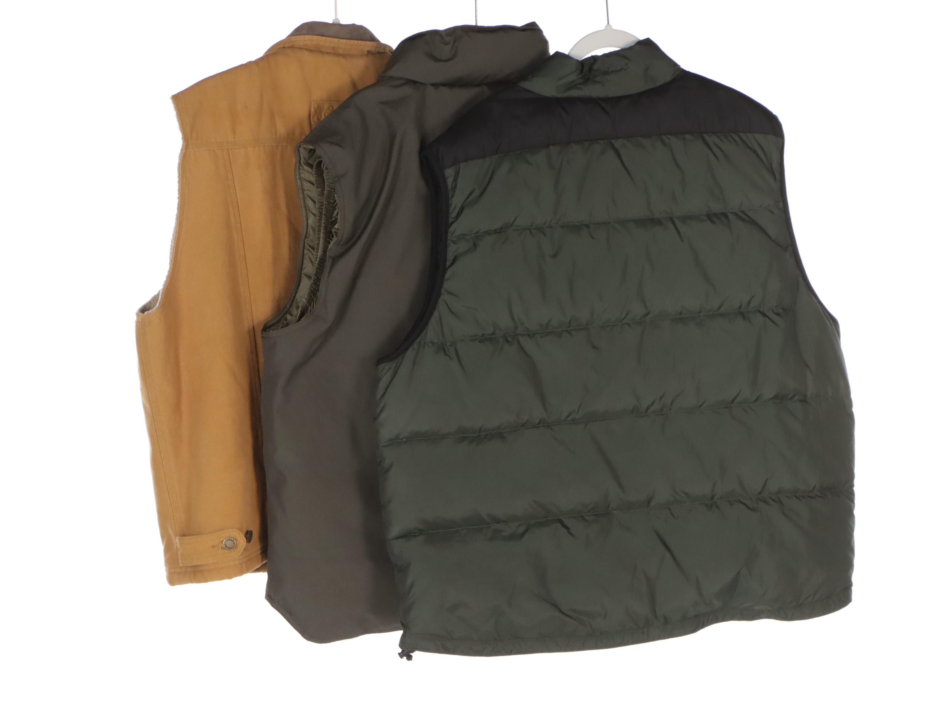 Men's Cabela's Cargo Vest with Cabela's and Eddie Bauer Goose Down Vests