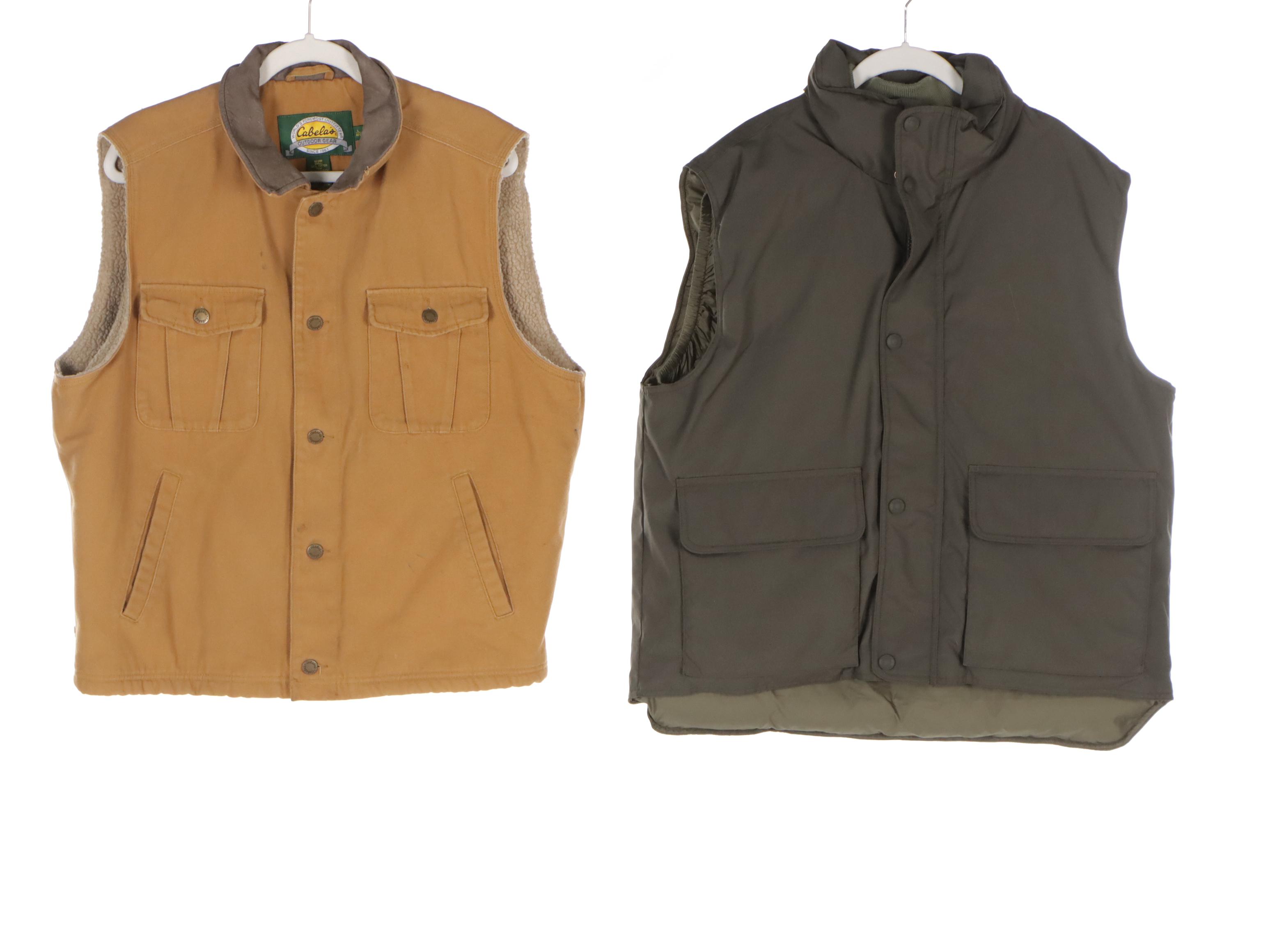 Men's Cabela's Cargo Vest with Cabela's and Eddie Bauer Goose Down Vests