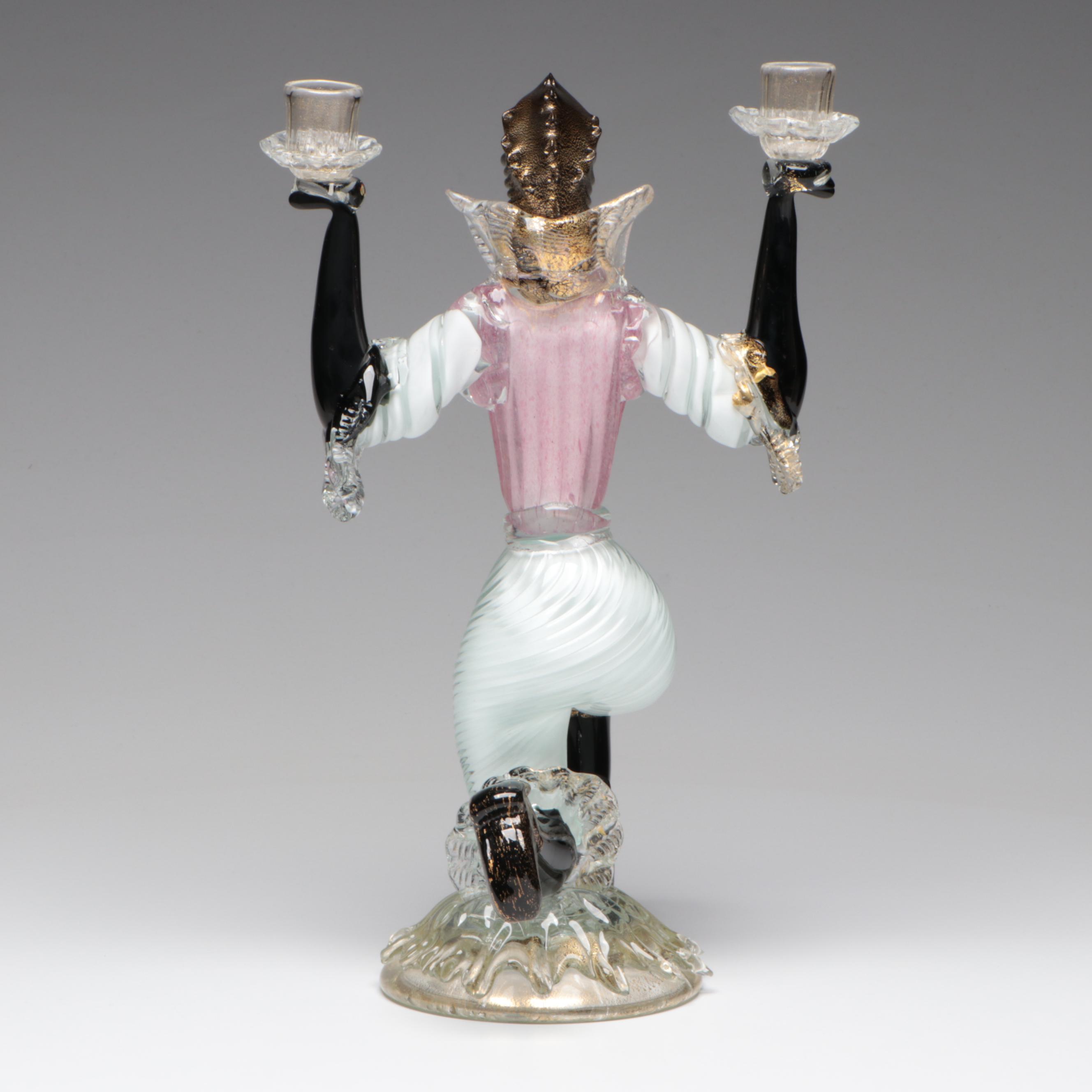 Murano Venetian Blackamoor Style Two-Light Candlestick, Mid-20th Century