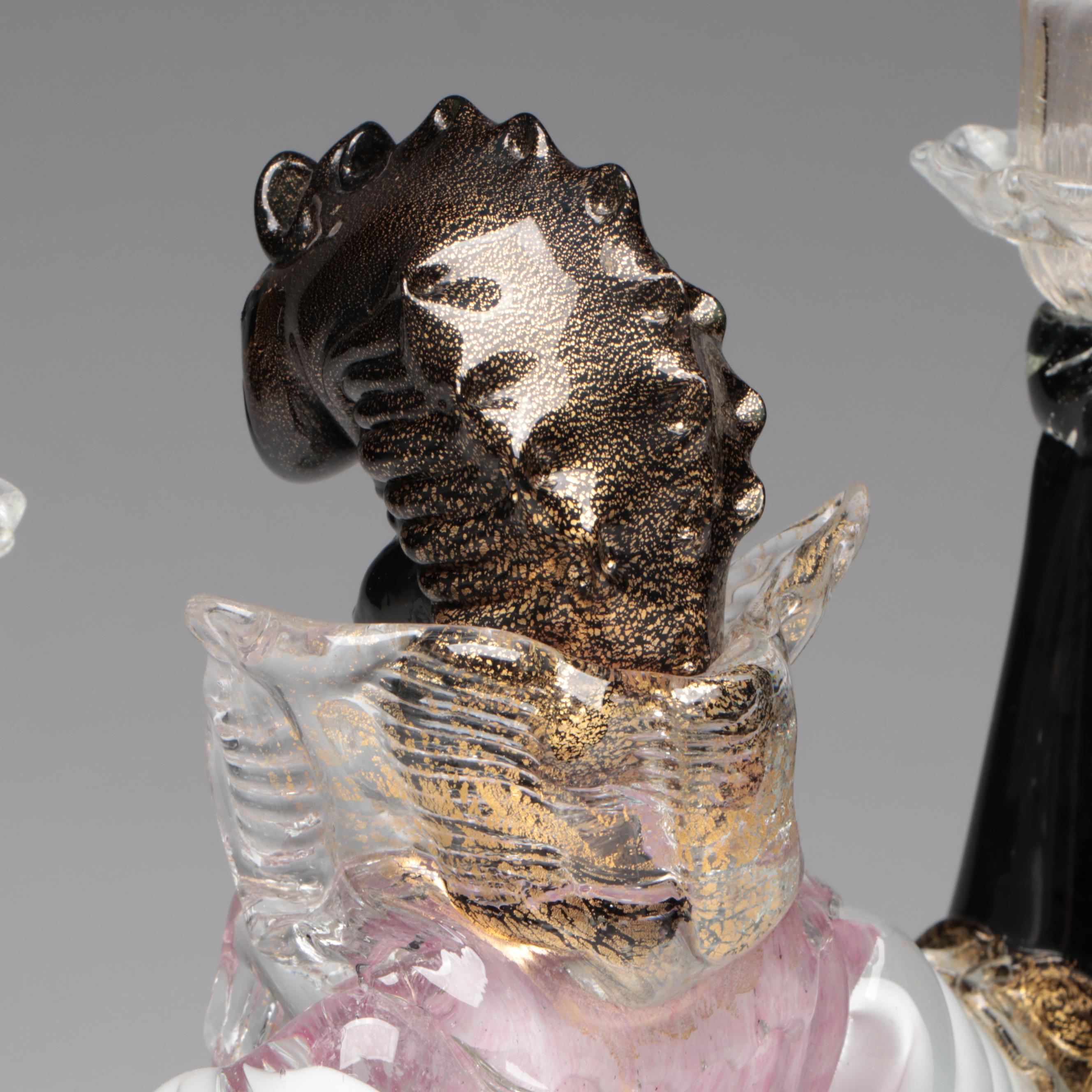 Murano Venetian Blackamoor Style Two-Light Candlestick, Mid-20th Century