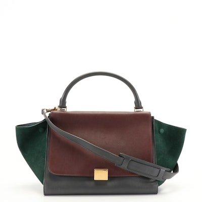 Celine Tri Color Trapeze Bag In Leather and Suede