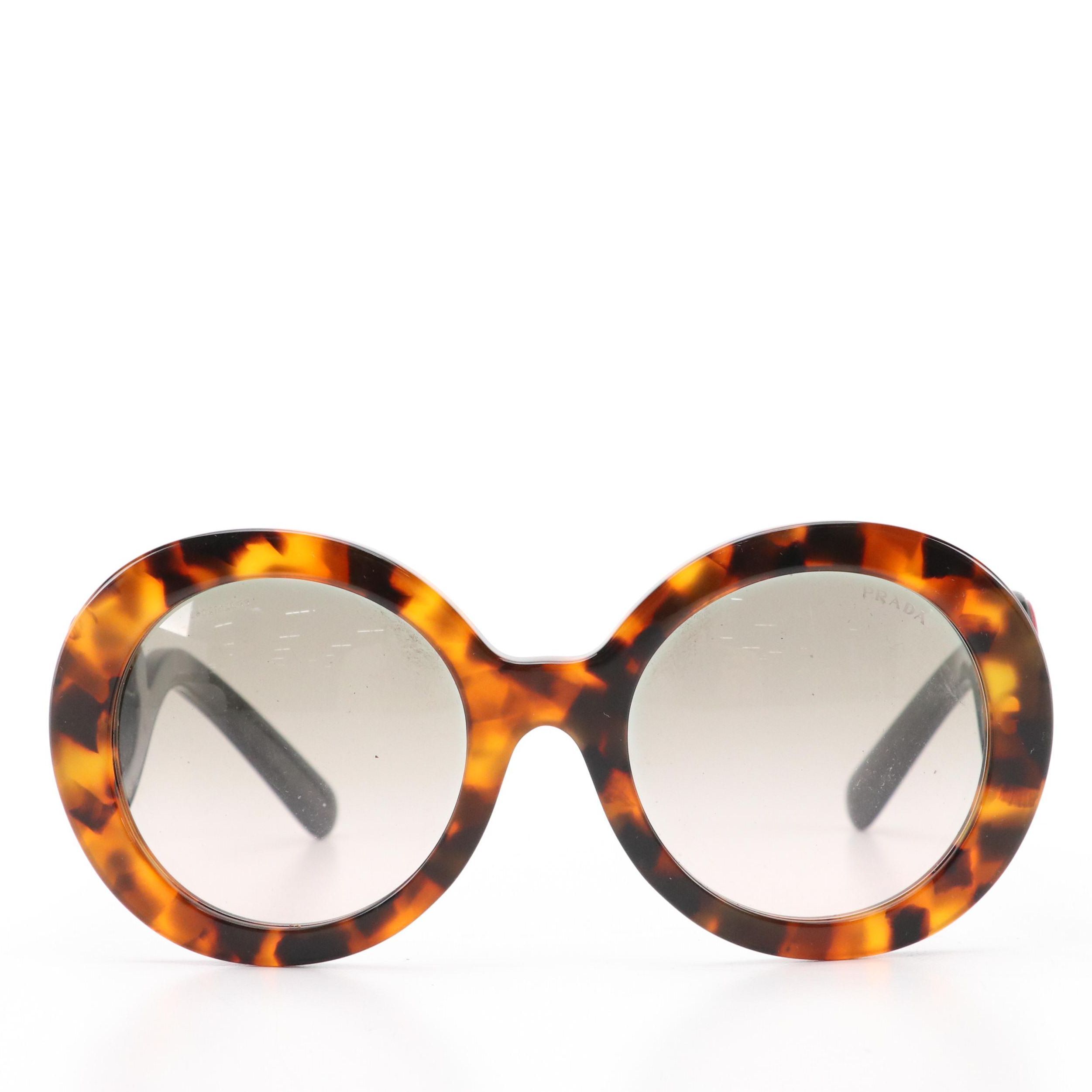 Prada SPR08T Minimal Baroque Oversized Round Sunglasses with Case