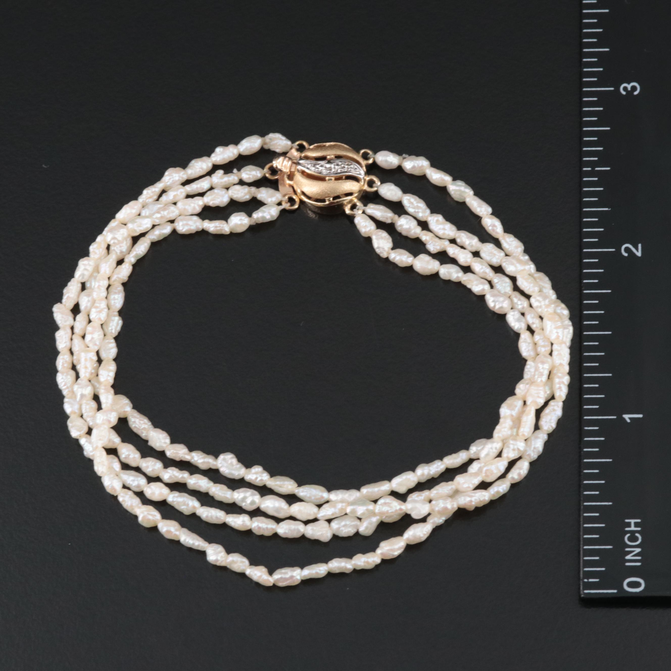 14K Pearl Bracelet, Single Pearl Earring and Vintage School Medal