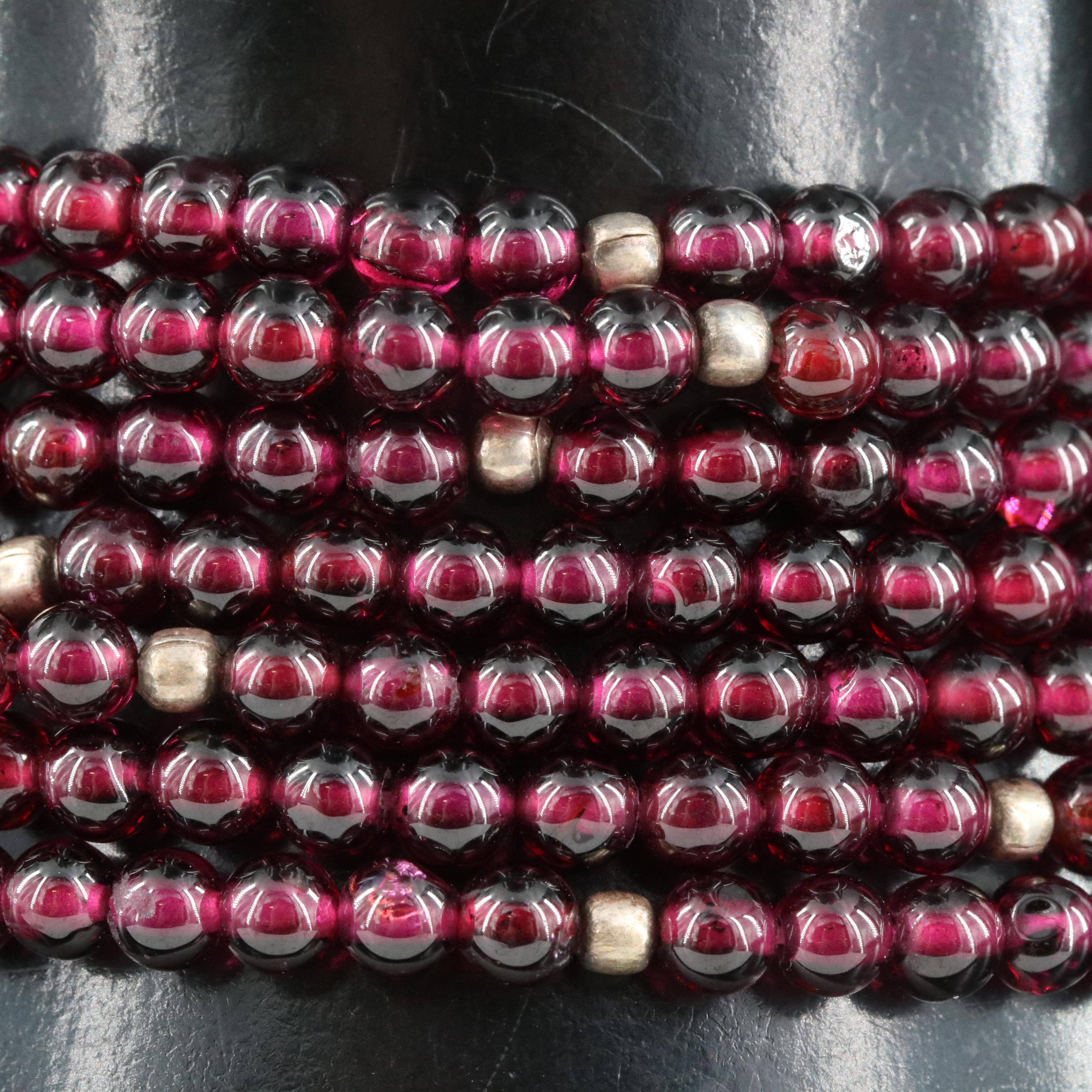 Sterling Rhodolite Garnet Multi-Strand Bracelet