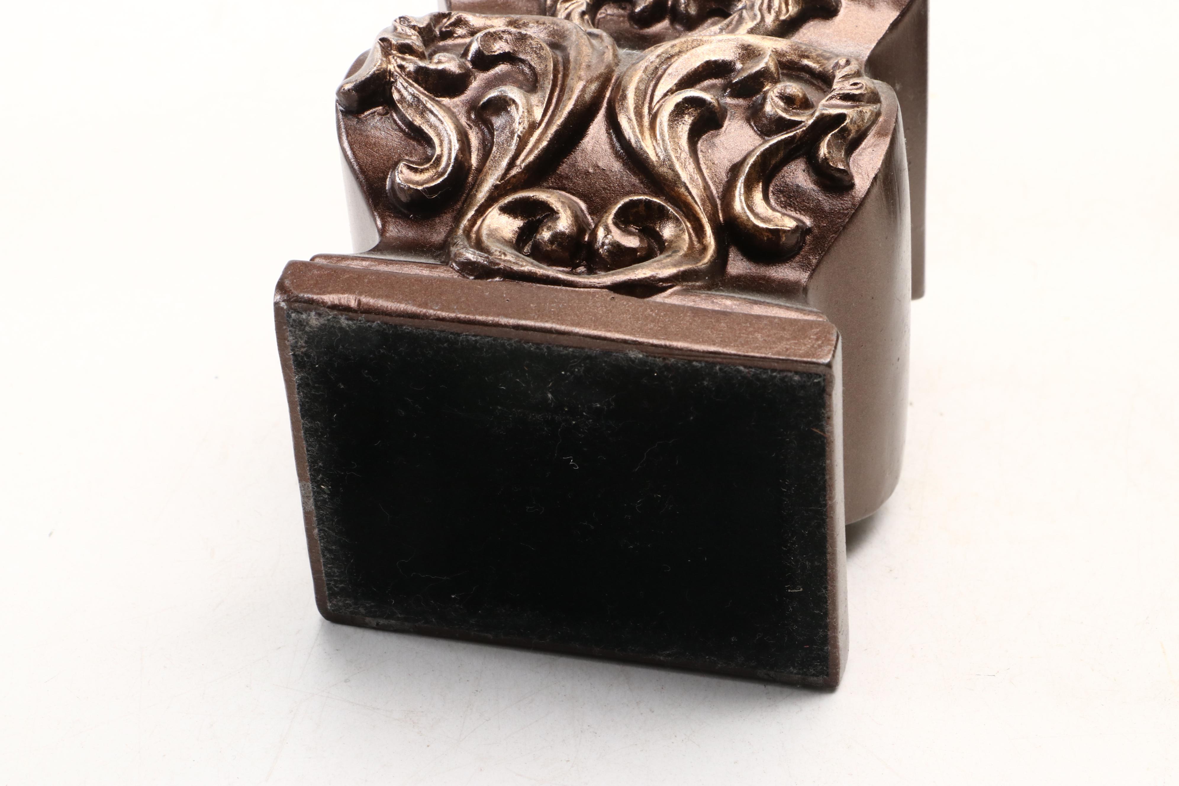 Contemporary Embossed Resin Decorative Plate, Boxes, Compote and Mirrored Tray