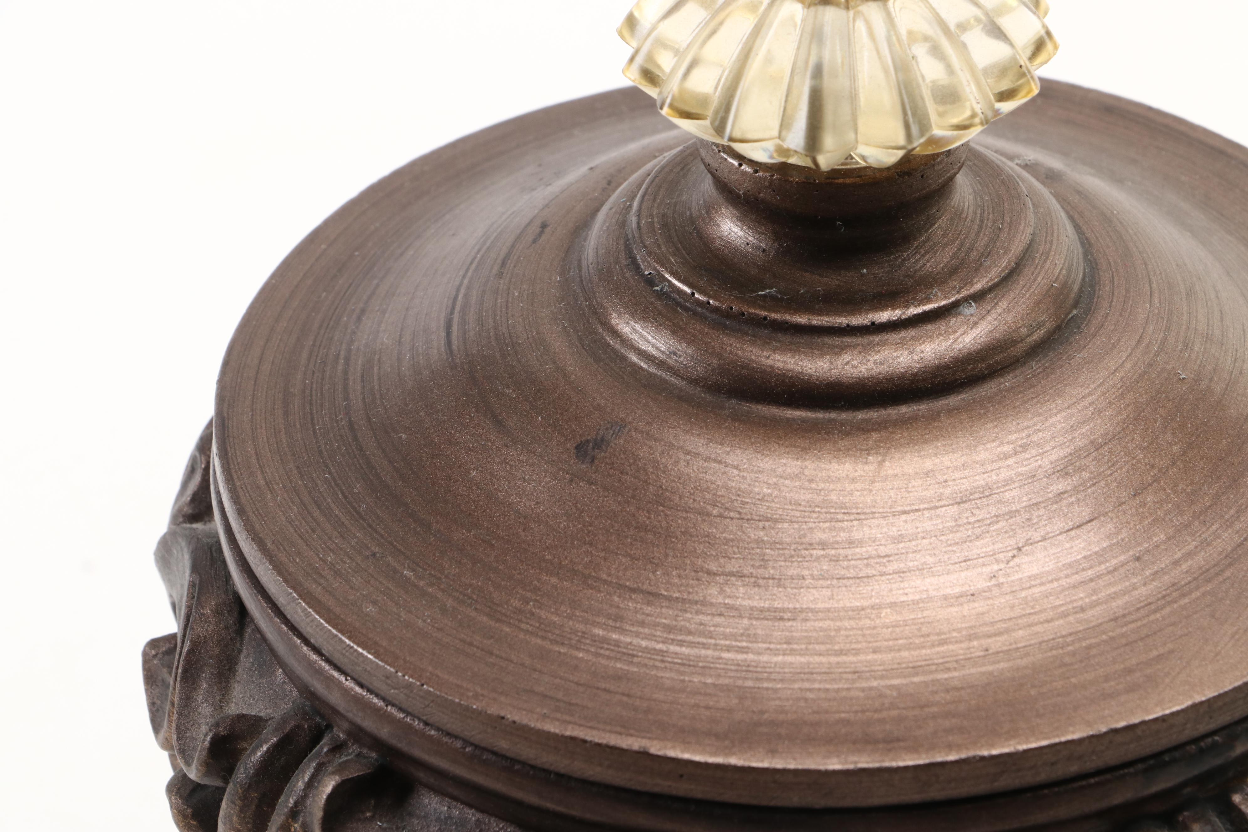 Contemporary Embossed Resin Decorative Plate, Boxes, Compote and Mirrored Tray