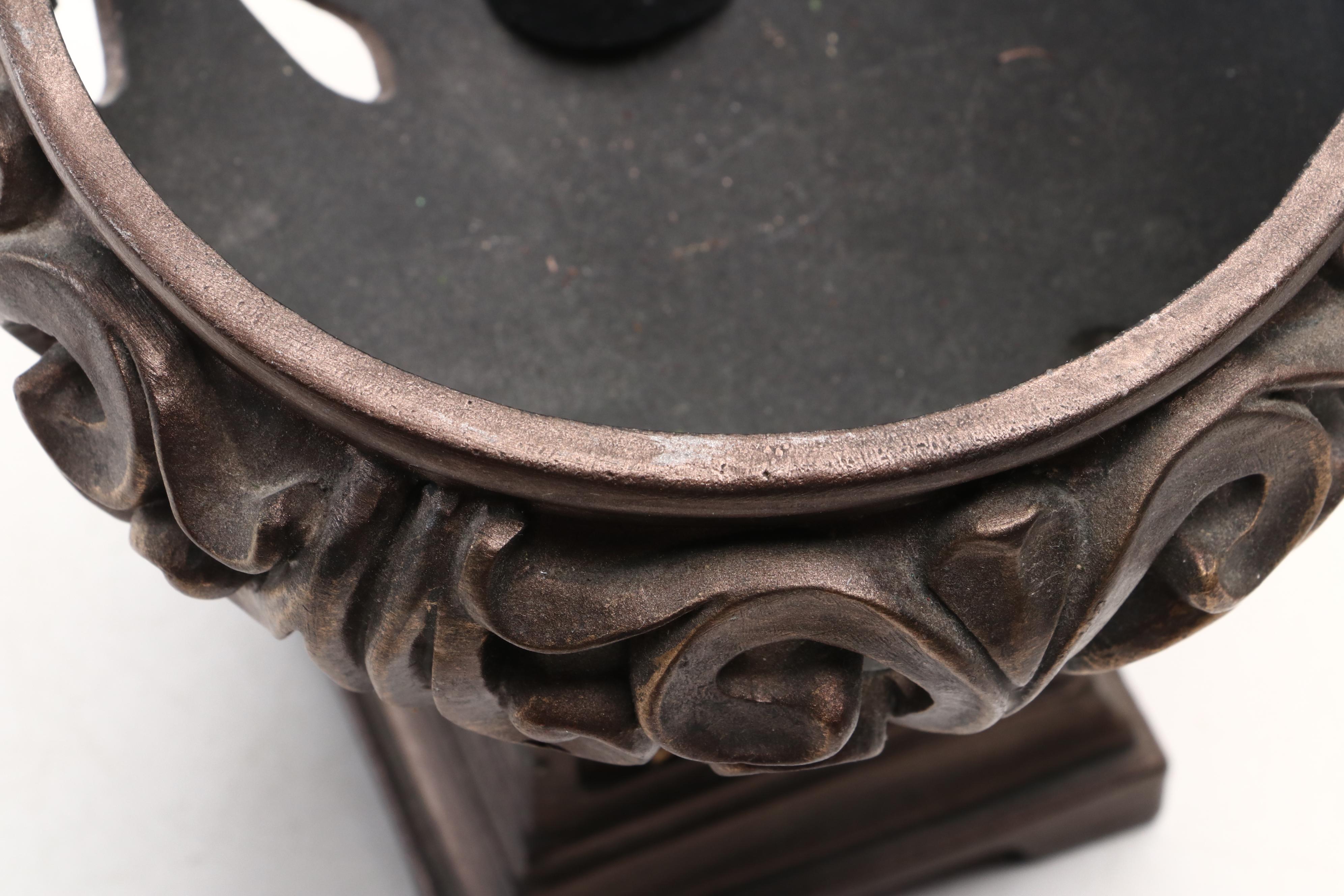 Contemporary Embossed Resin Decorative Plate, Boxes, Compote and Mirrored Tray