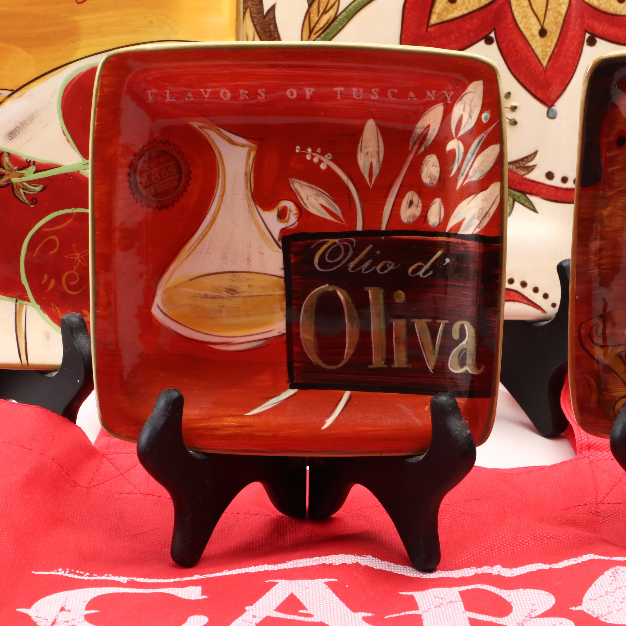 Pier 1 "Cucina" and "Carynthum" Earthenware Plates, Utensil Holder and More