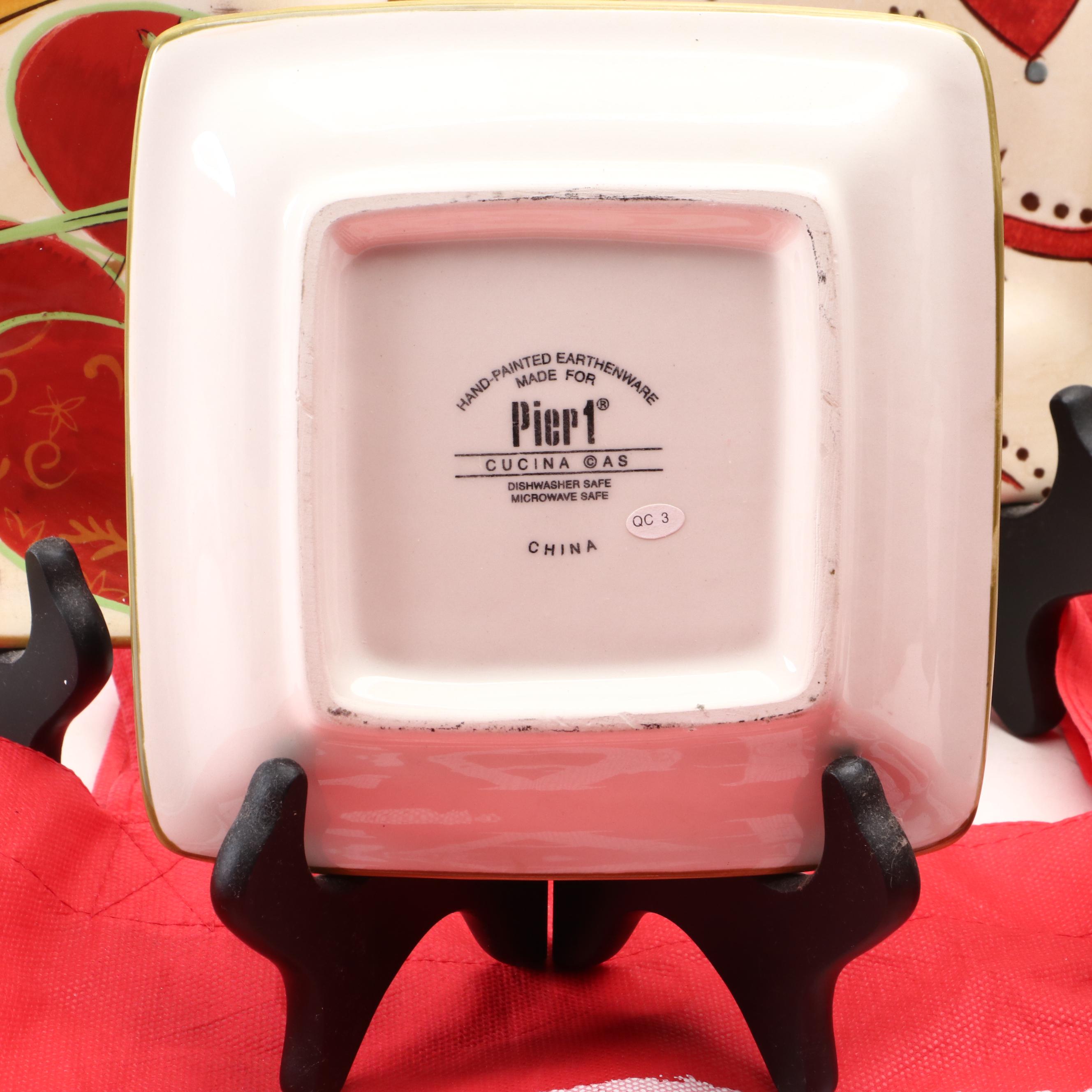 Pier 1 "Cucina" and "Carynthum" Earthenware Plates, Utensil Holder and More