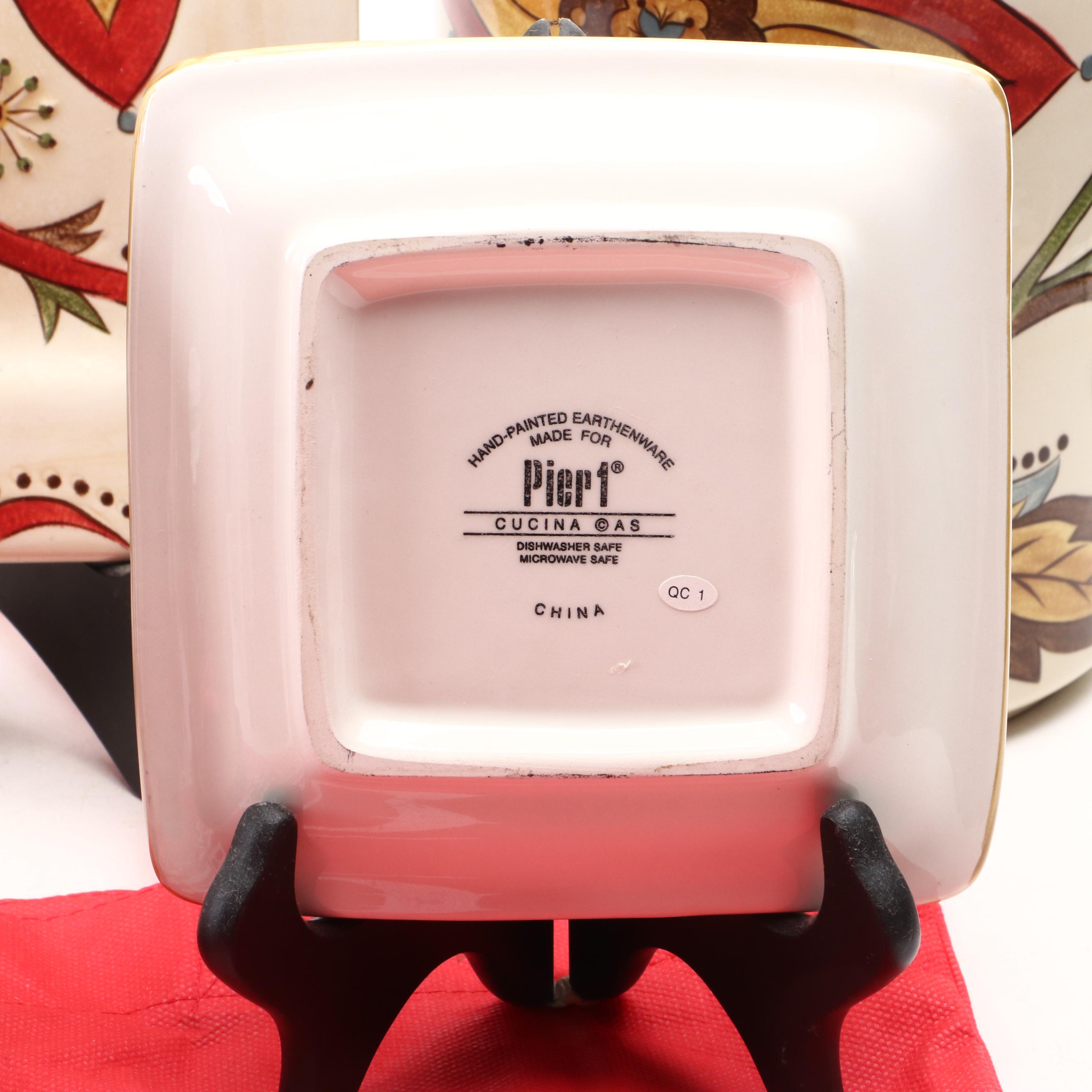 Pier 1 "Cucina" and "Carynthum" Earthenware Plates, Utensil Holder and More