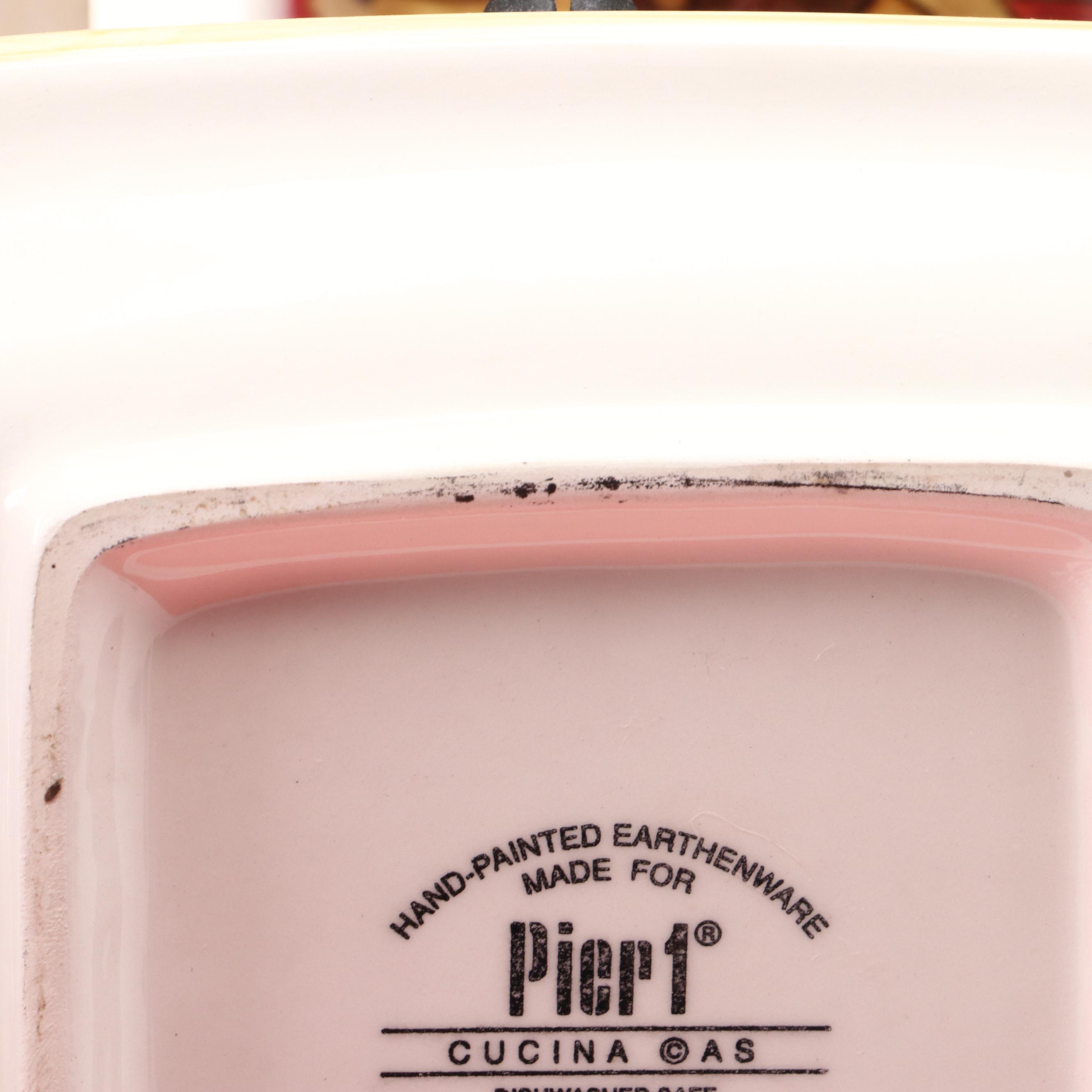 Pier 1 "Cucina" and "Carynthum" Earthenware Plates, Utensil Holder and More