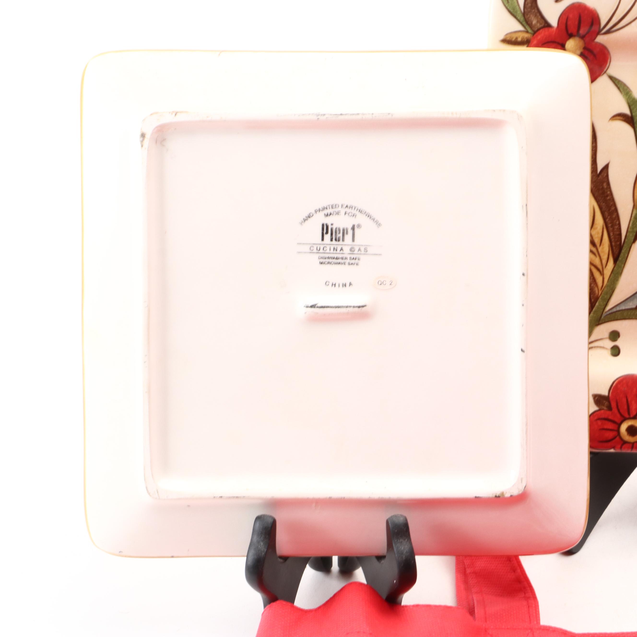 Pier 1 "Cucina" and "Carynthum" Earthenware Plates, Utensil Holder and More