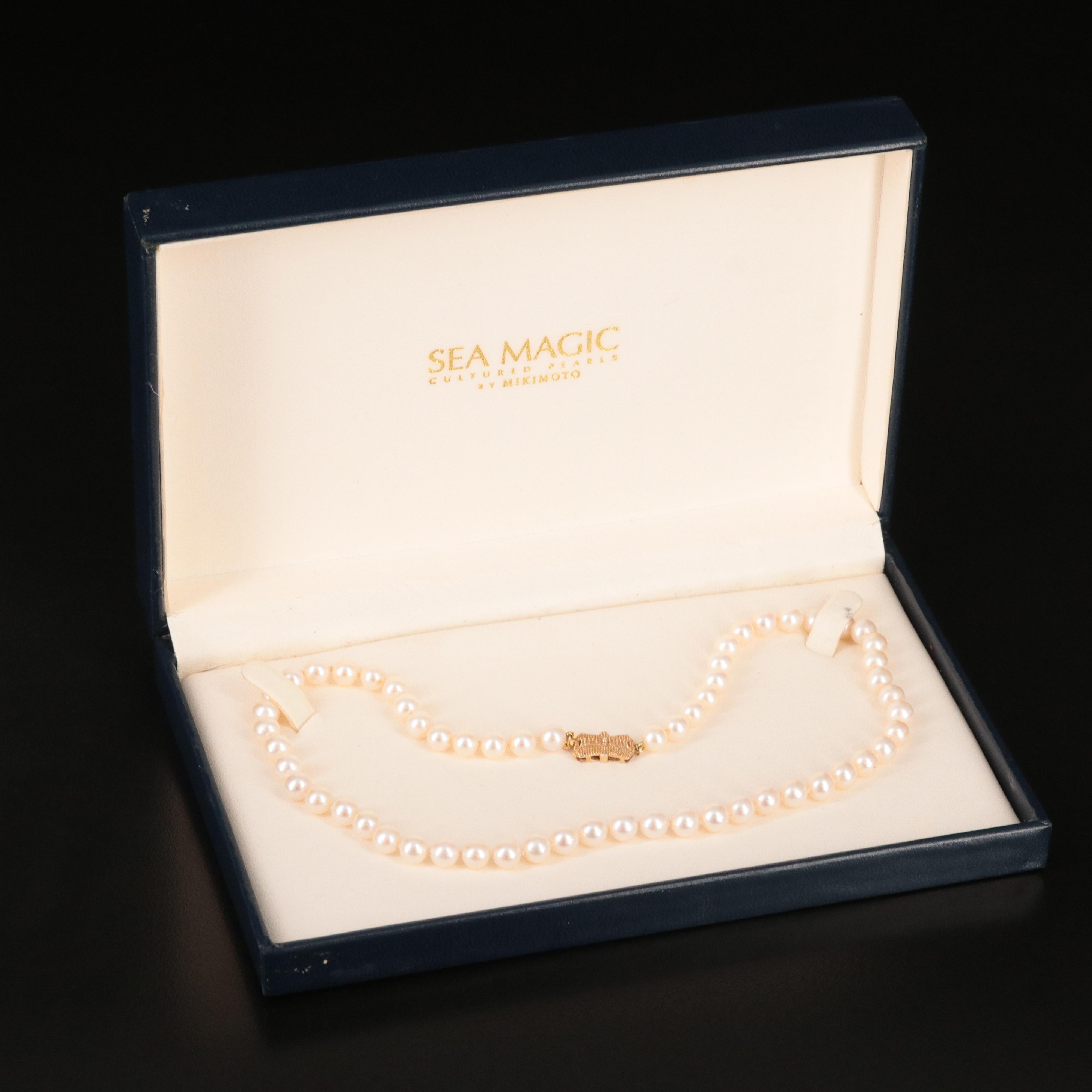 Mikimoto Sea Magic by Blue Lagoon Pearl Necklace with 14K Clasp