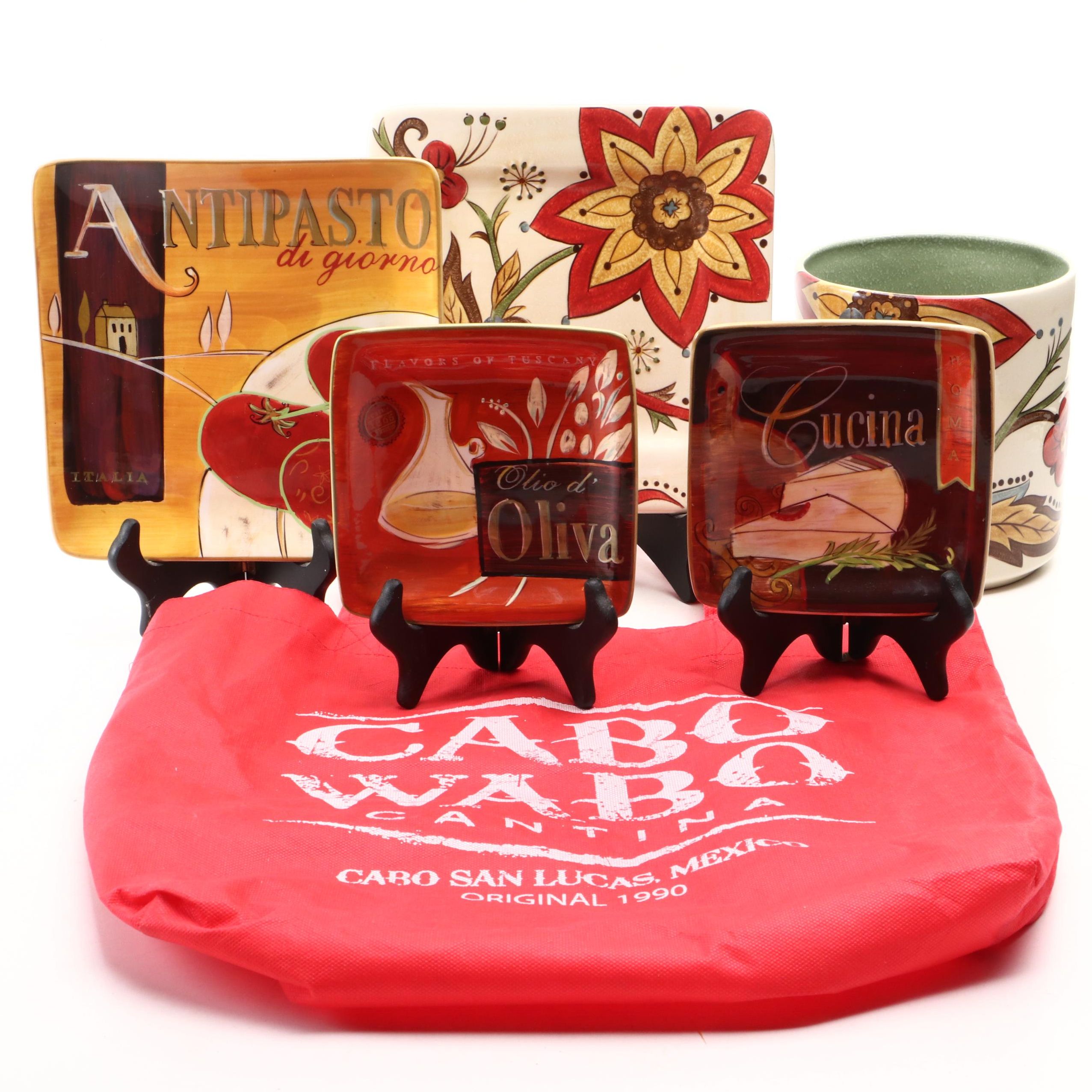 Pier 1 "Cucina" and "Carynthum" Earthenware Plates, Utensil Holder and More