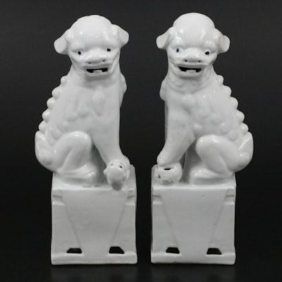 Chinese Blanc de Chine Guardian Lion Figures