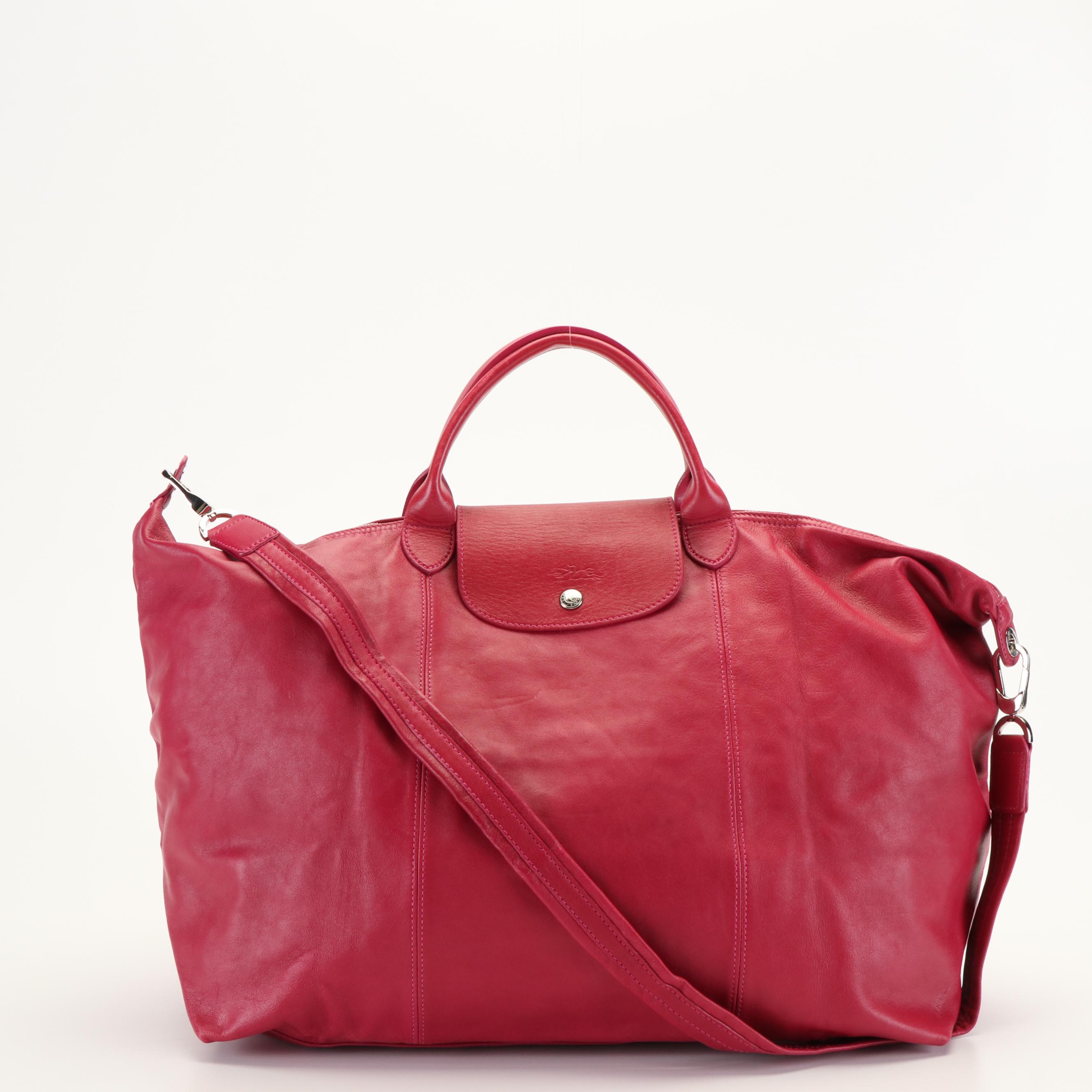 Longchamp Le Pliage Crossbody Tote Limited Edition in Fuchsia Leather