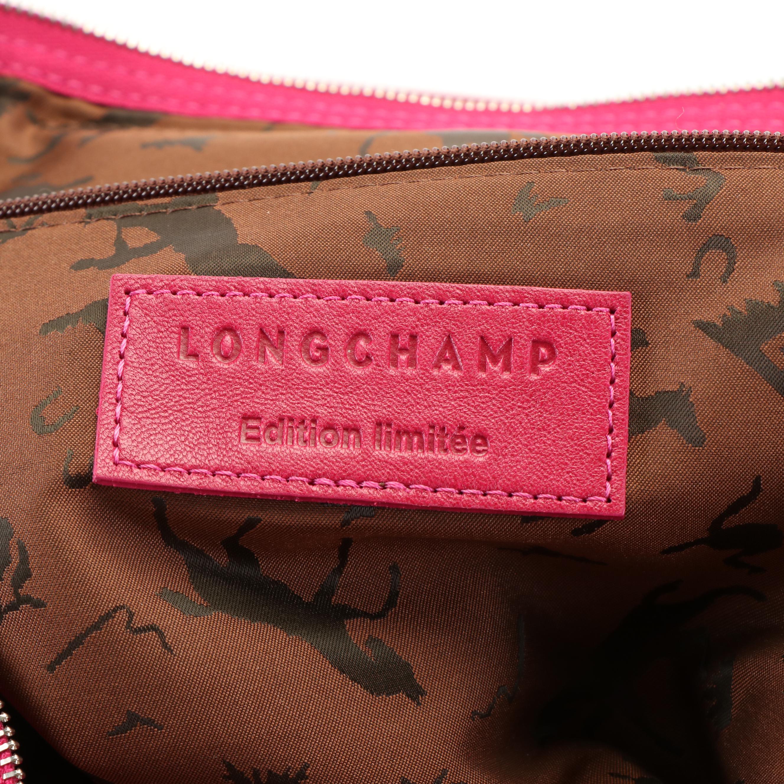 Longchamp Le Pliage Crossbody Tote Limited Edition in Fuchsia Leather