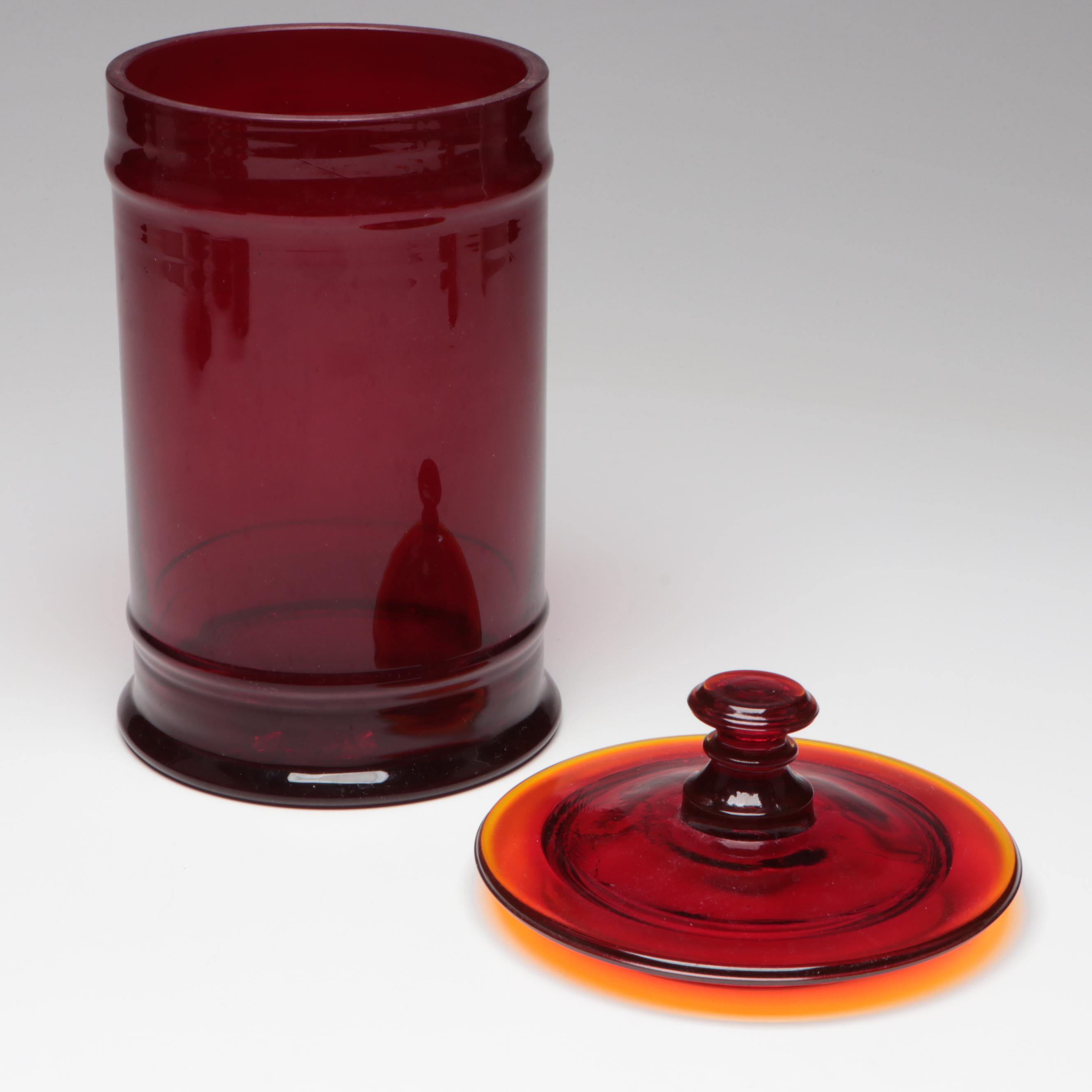 Pilgrim Pitchers with Other Red Glass Table Accessories