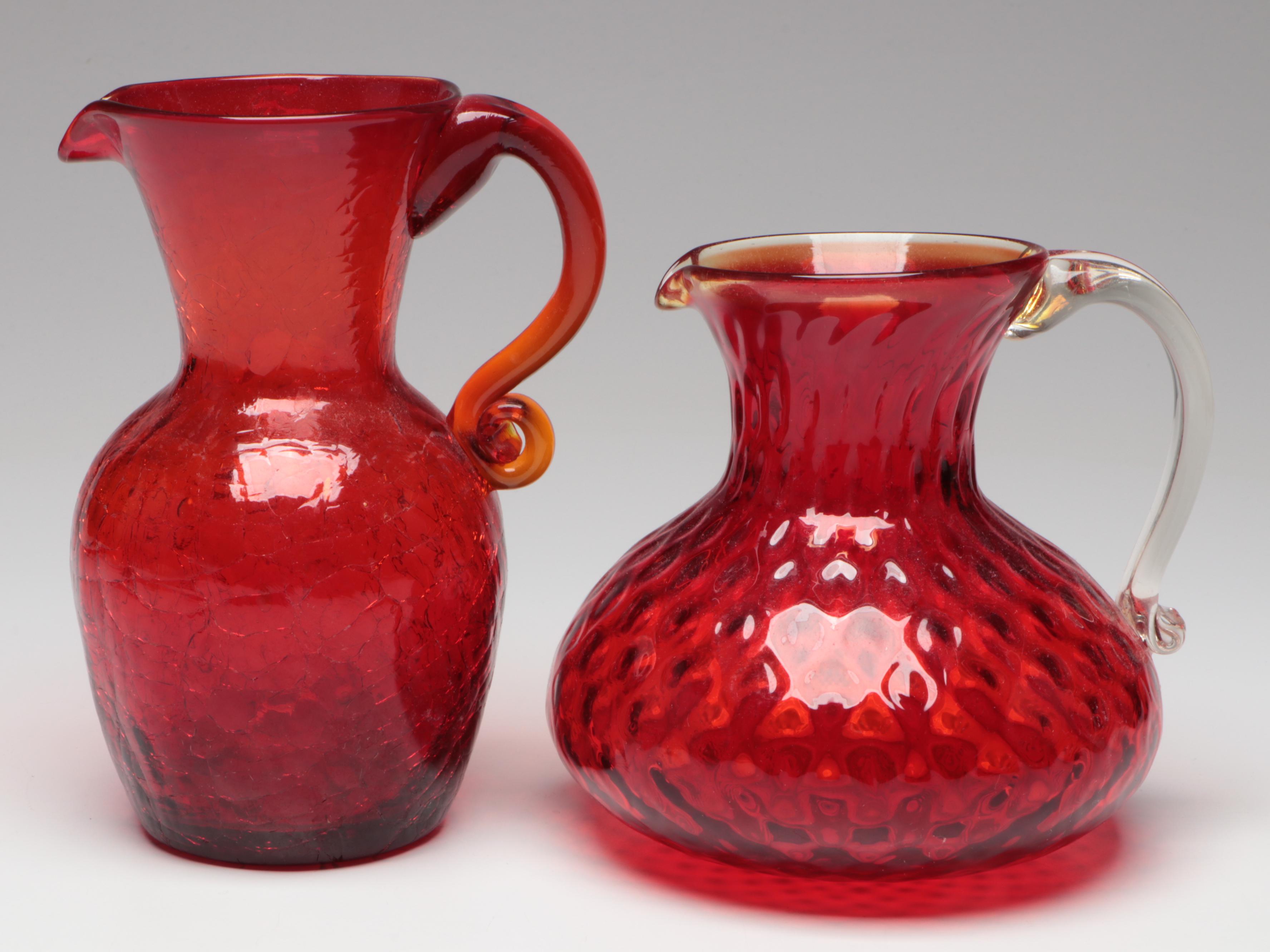 Pilgrim Pitchers with Other Red Glass Table Accessories