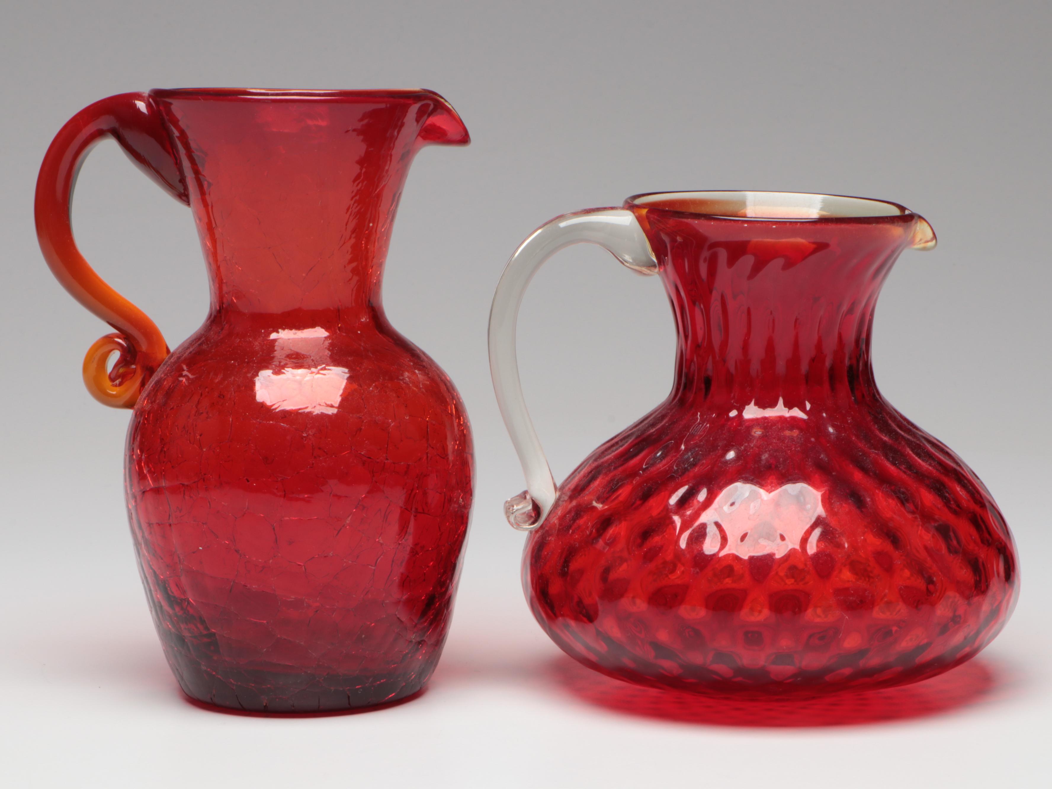 Pilgrim Pitchers with Other Red Glass Table Accessories