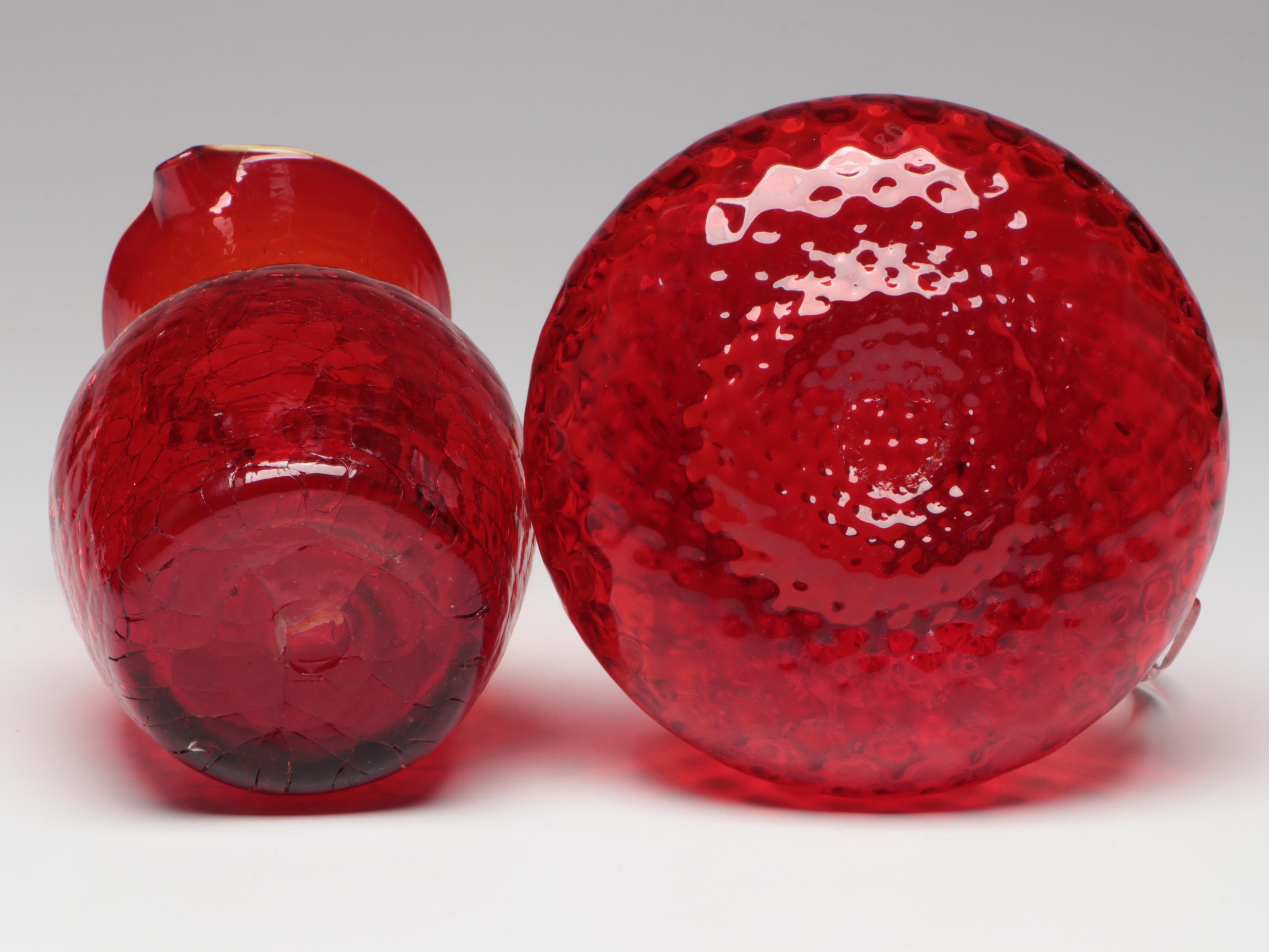Pilgrim Pitchers with Other Red Glass Table Accessories