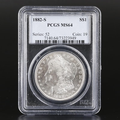 PCGS Graded MS64 1882-S Silver Morgan Dollar