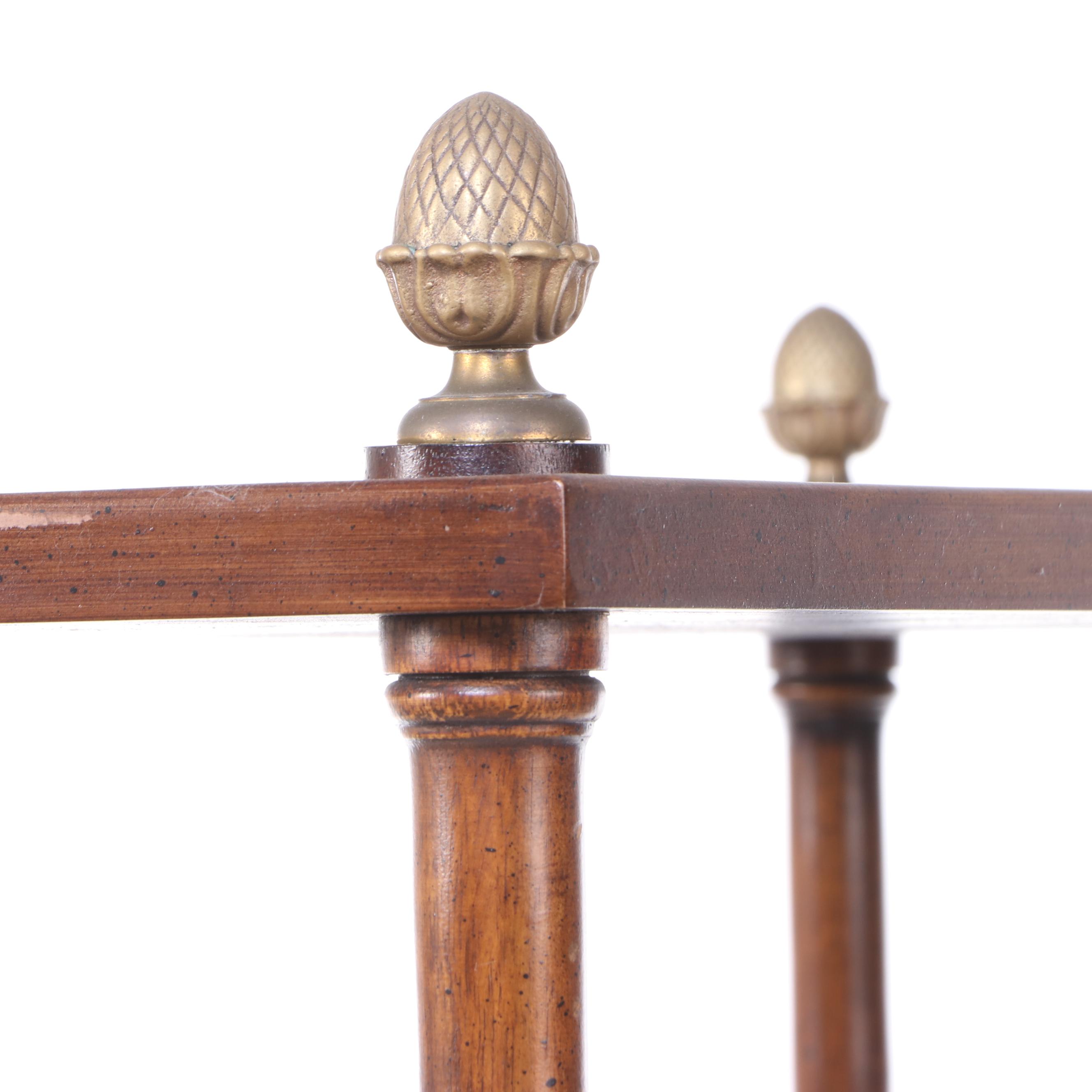 Regency Style Faux Bamboo Étagère Bookcase with Brass Artichoke Finials